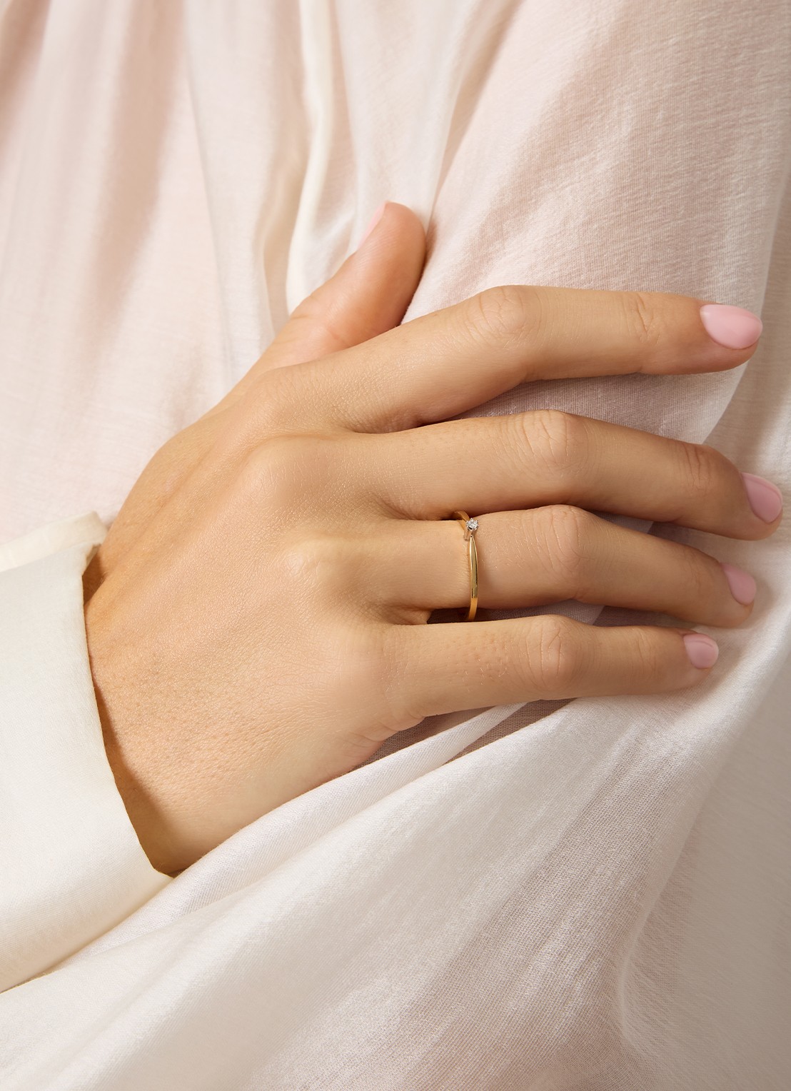 Diamond Point Geelgouden solitair ring, 0.02 ct diamant, Groeibriljant - detail 3 geelgoud
