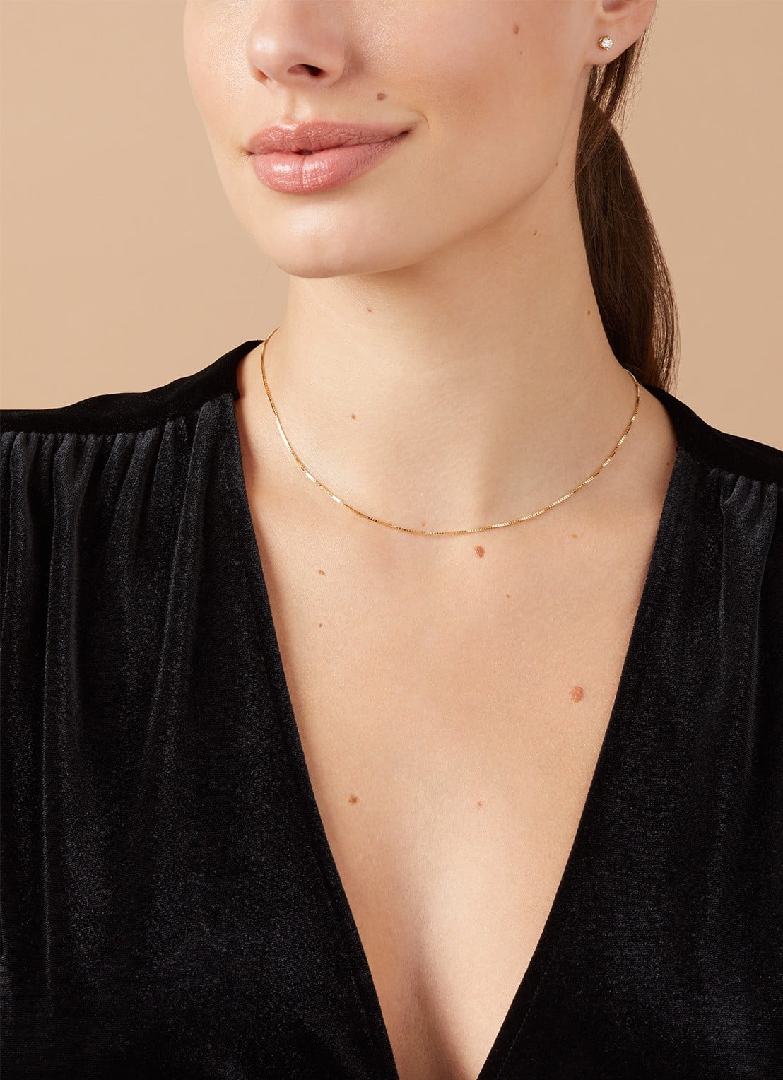 Diamond Point Geelgouden venetiaans collier Timeless Treasures (40cm) - voorkant 3 geelgoud