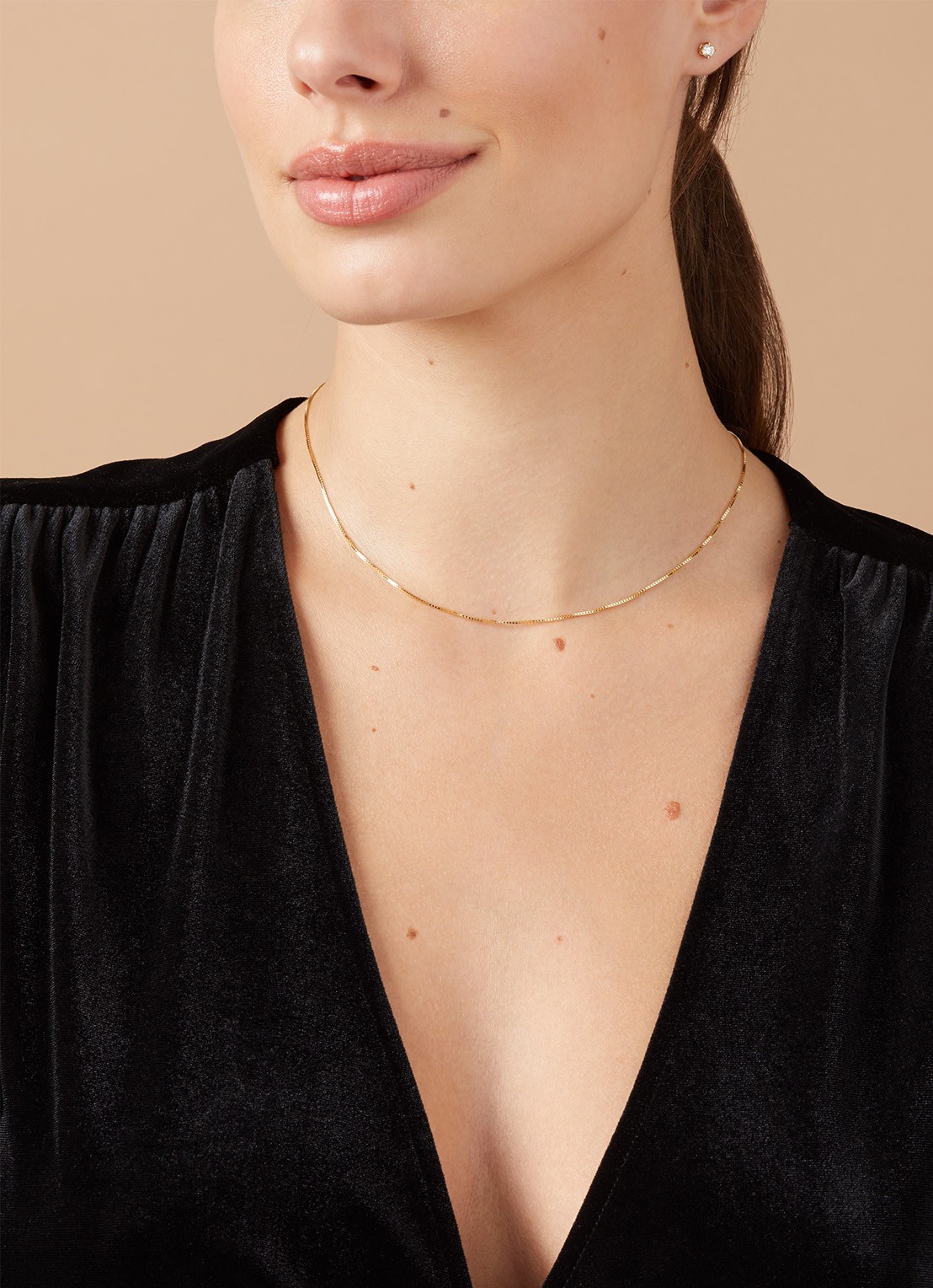 Diamond Point Geelgouden venetiaans collier Timeless Treasures (42cm) - voorkant 2 geelgoud