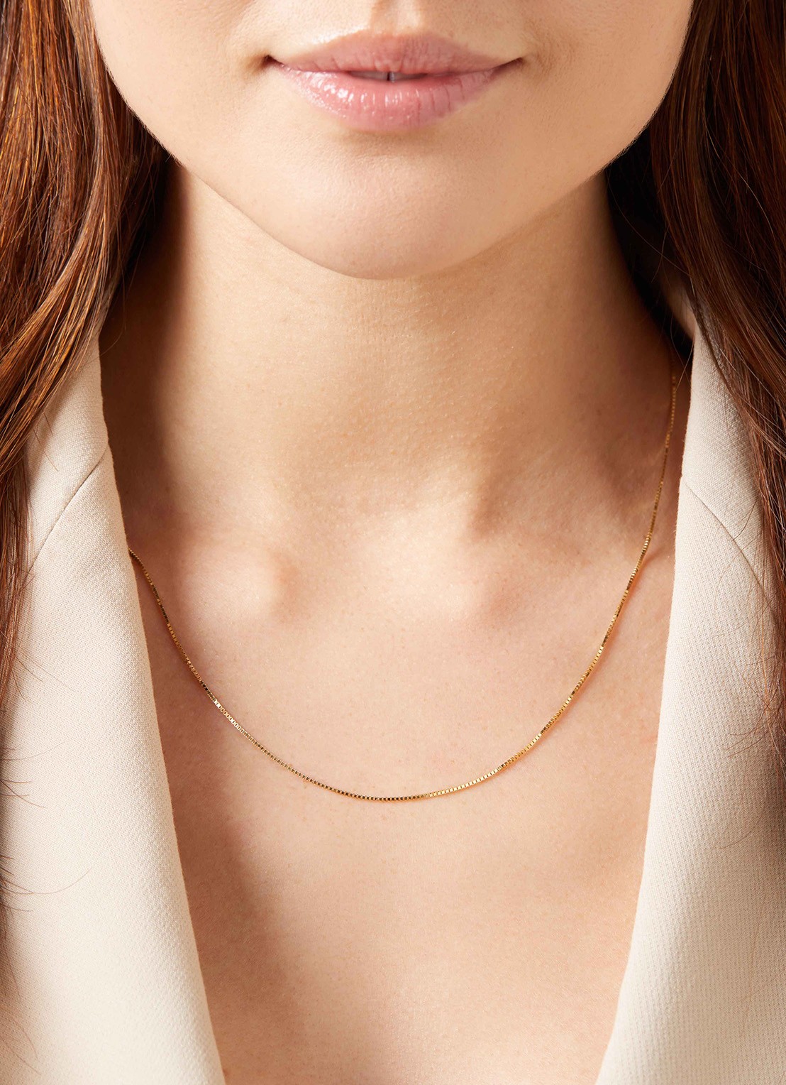 Diamond Point Geelgouden venetiaans collier Timeless Treasures (50cm) - voorkant 3 geelgoud