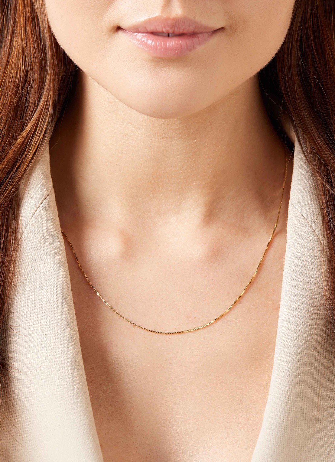 Diamond Point Geelgouden venetiaans collier Timeless Treasures (60cm) - voorkant 3 geelgoud