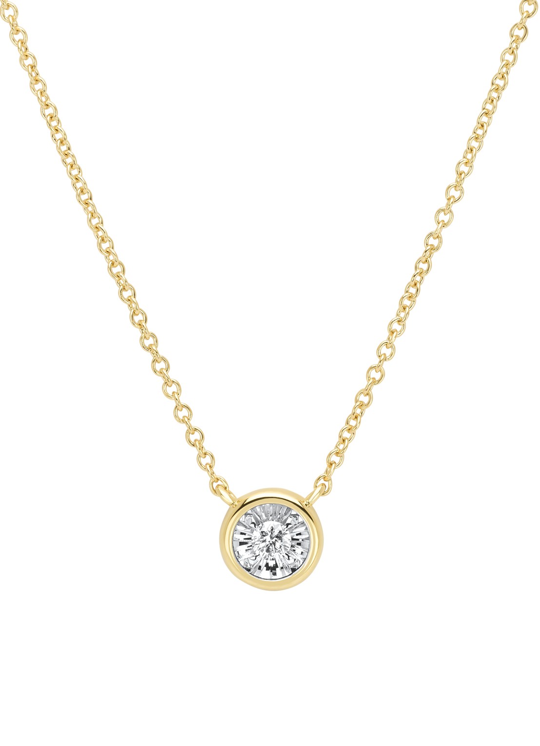 Diamond Point Gouden collier, 0.04 ct diamant, Cosmic - voorkant geelgoud