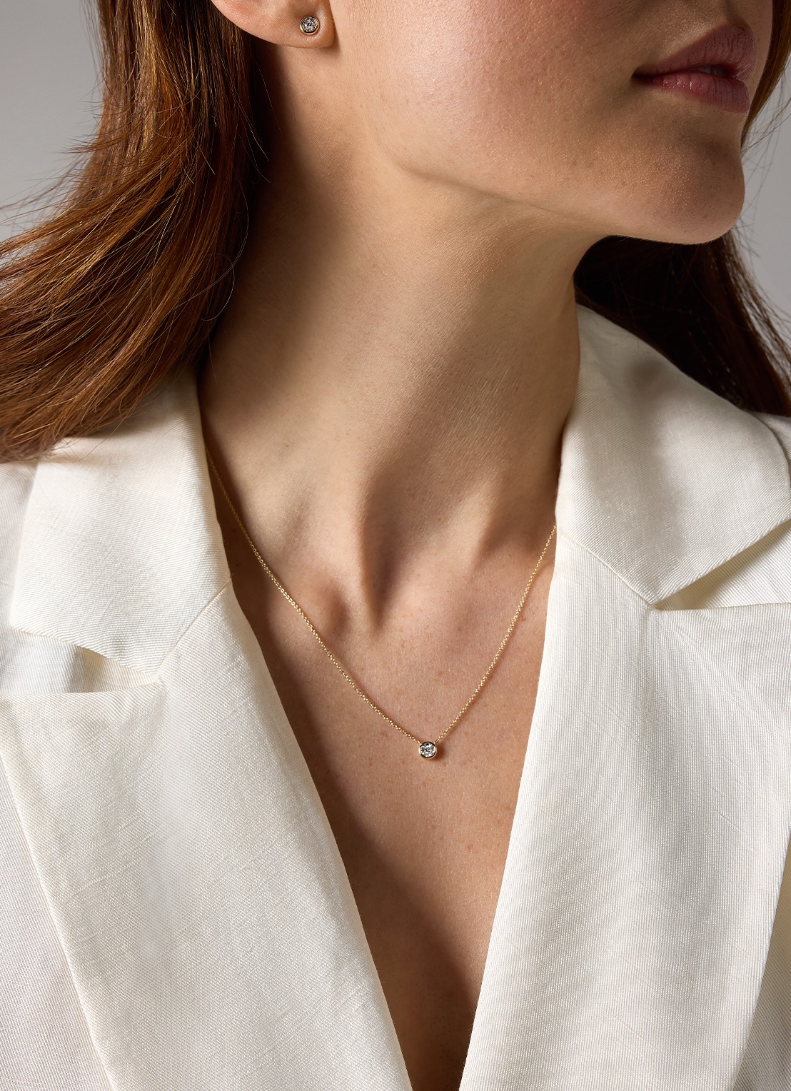 Diamond Point Gouden collier, 0.04 ct diamant, Cosmic - voorkant 2 geelgoud