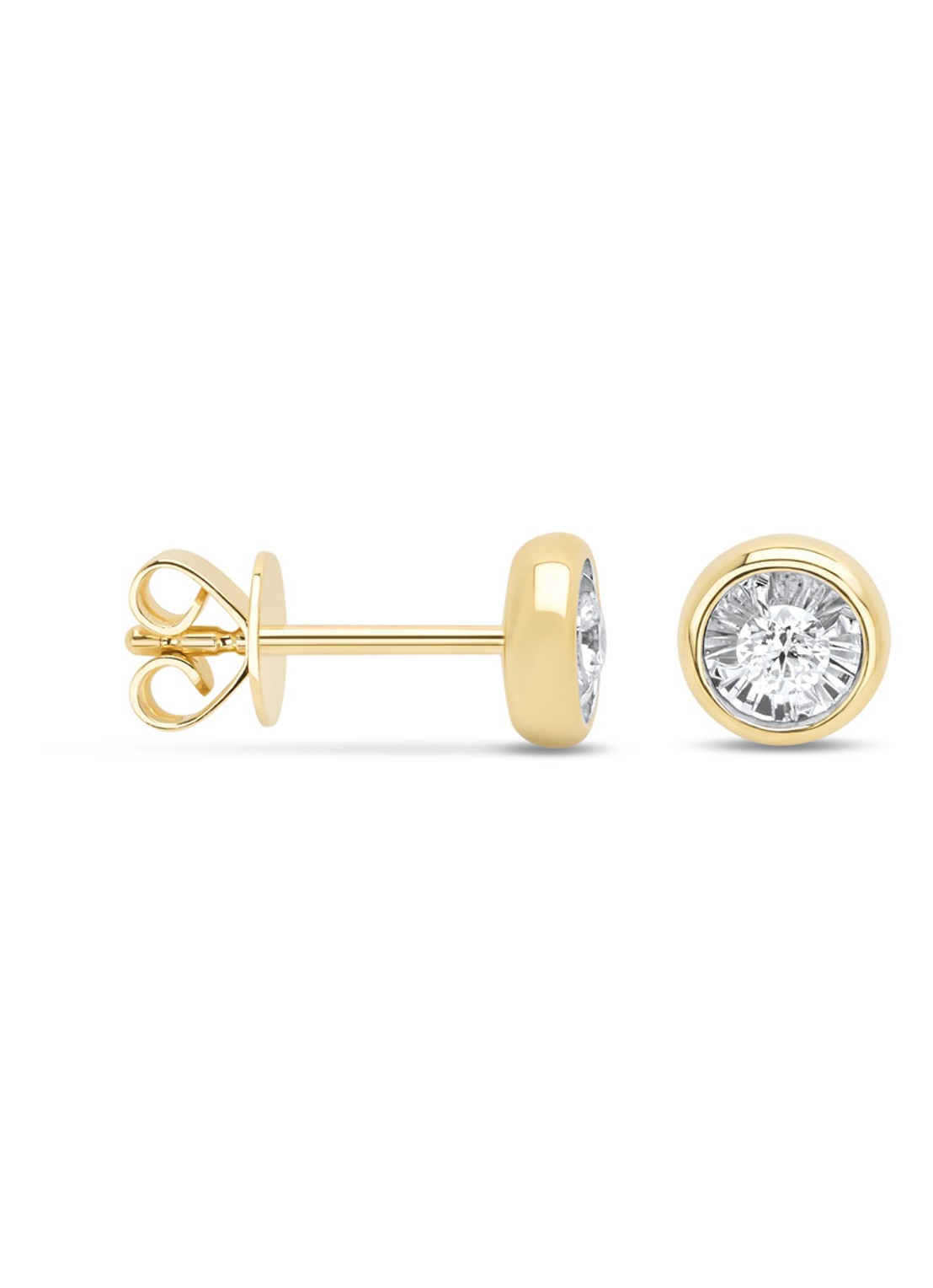 Diamond Point Gouden oorsieraden, 0.11 ct diamant, Cosmic - voorkant geelgoud