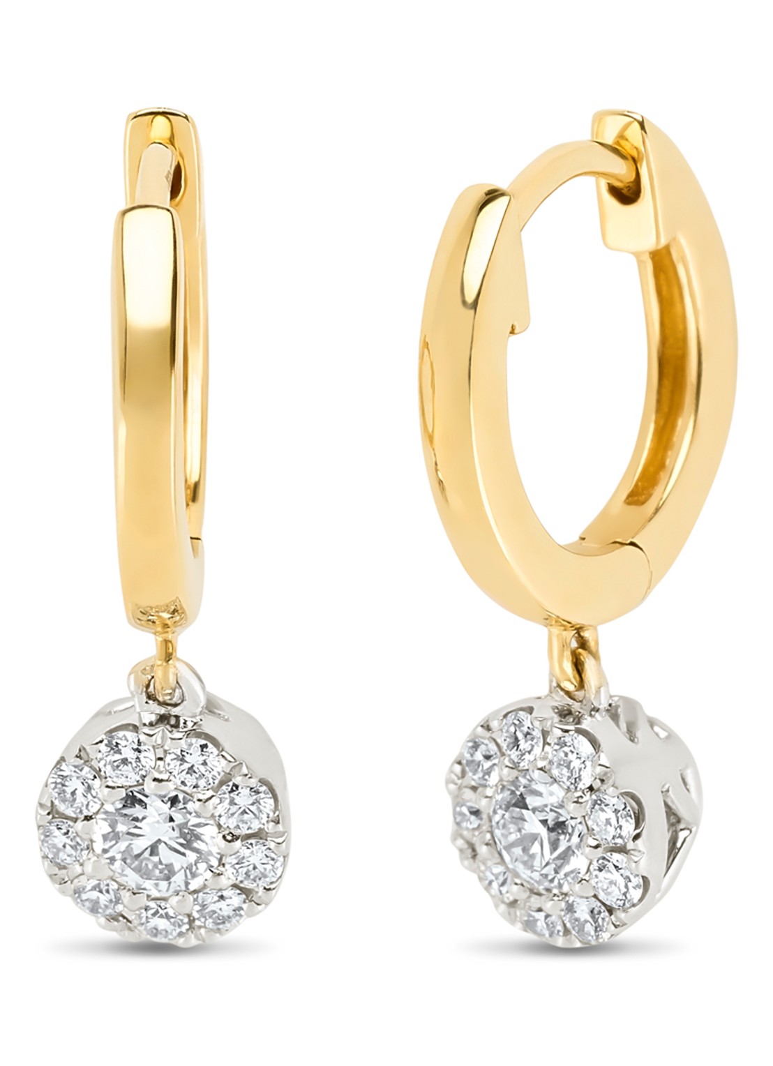 Diamond Point Gouden oorsieraden 0.41 ct diamant Hearts & Arrows - voorkant witgoud