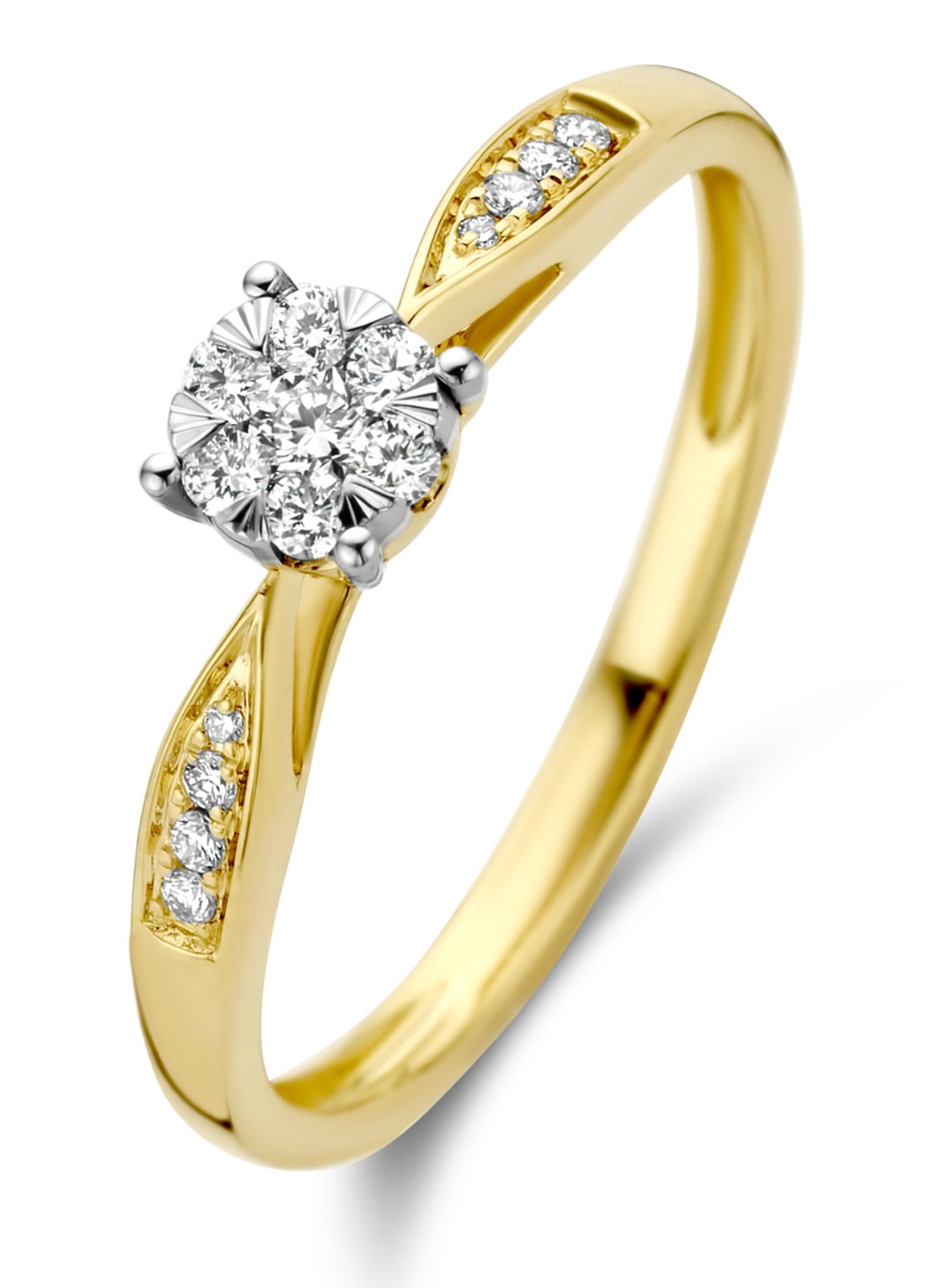 Diamond Point Gouden ring 0.20 ct diamant Enchanted - voorkant geelgoud