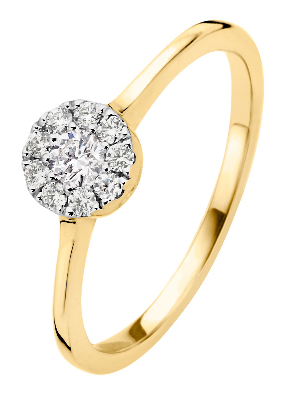 Diamond Point Gouden ring 0.20 ct diamant Hearts & Arrows - voorkant goud