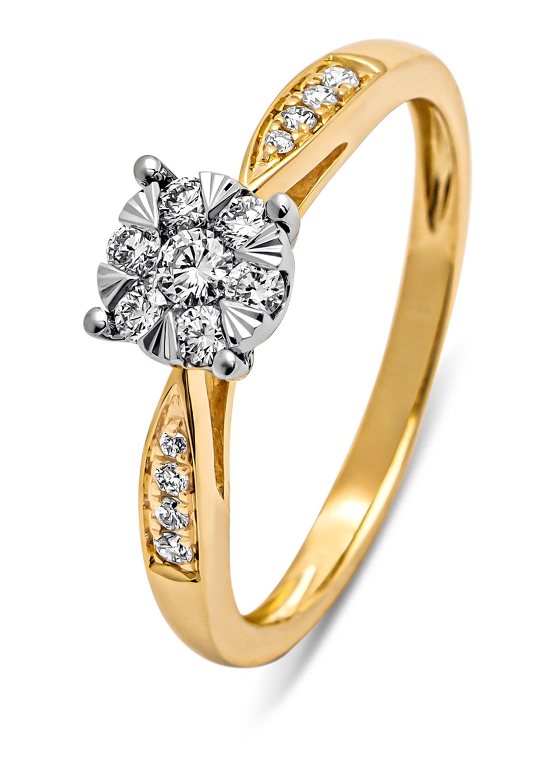 Diamond Point Gouden ring, 0.29 ct diamant, Enchanted - voorkant geelgoud