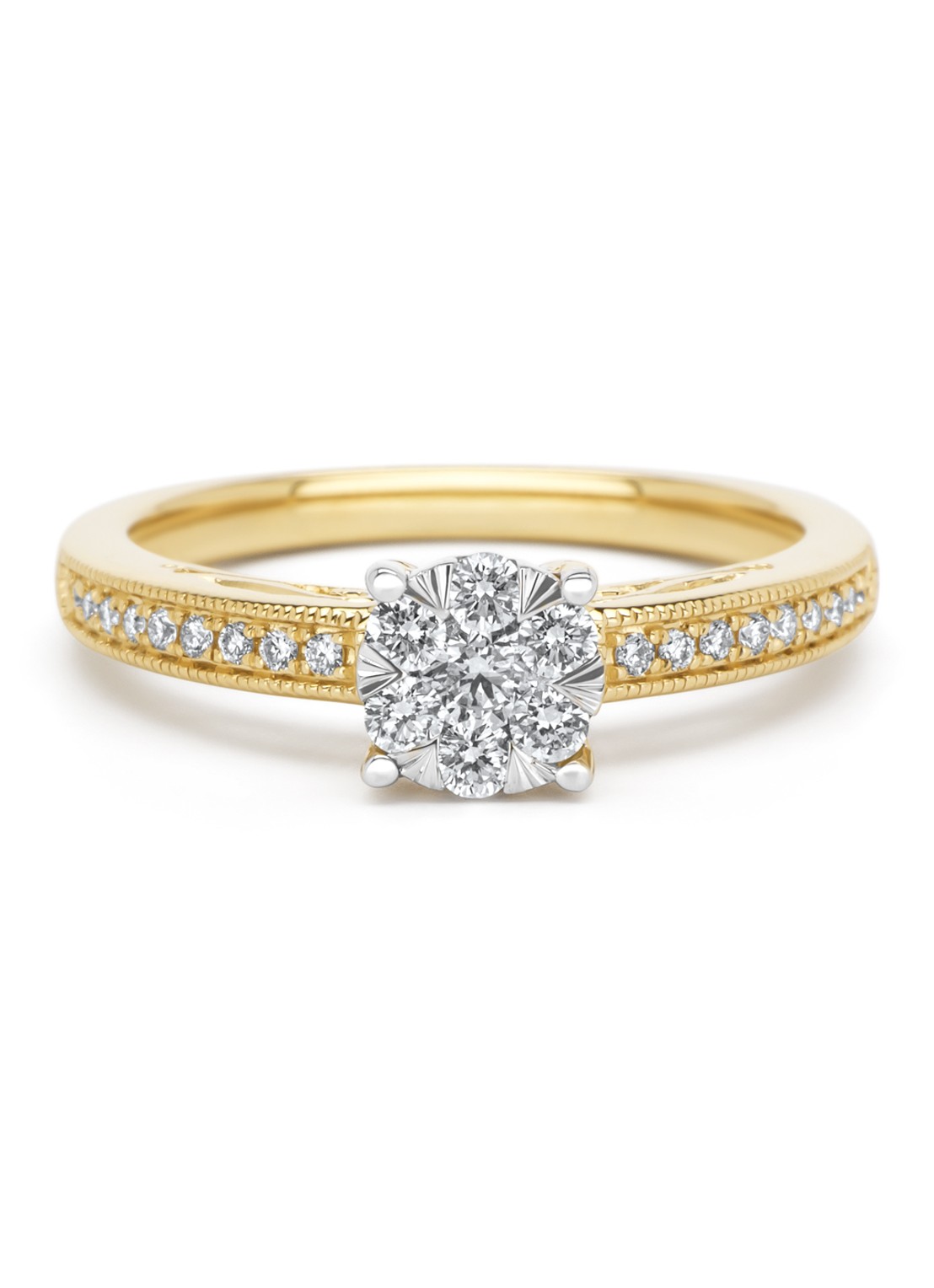 Diamond Point Gouden ring, 0.32 ct diamant, Enchanted - voorkant 3 geelgoud