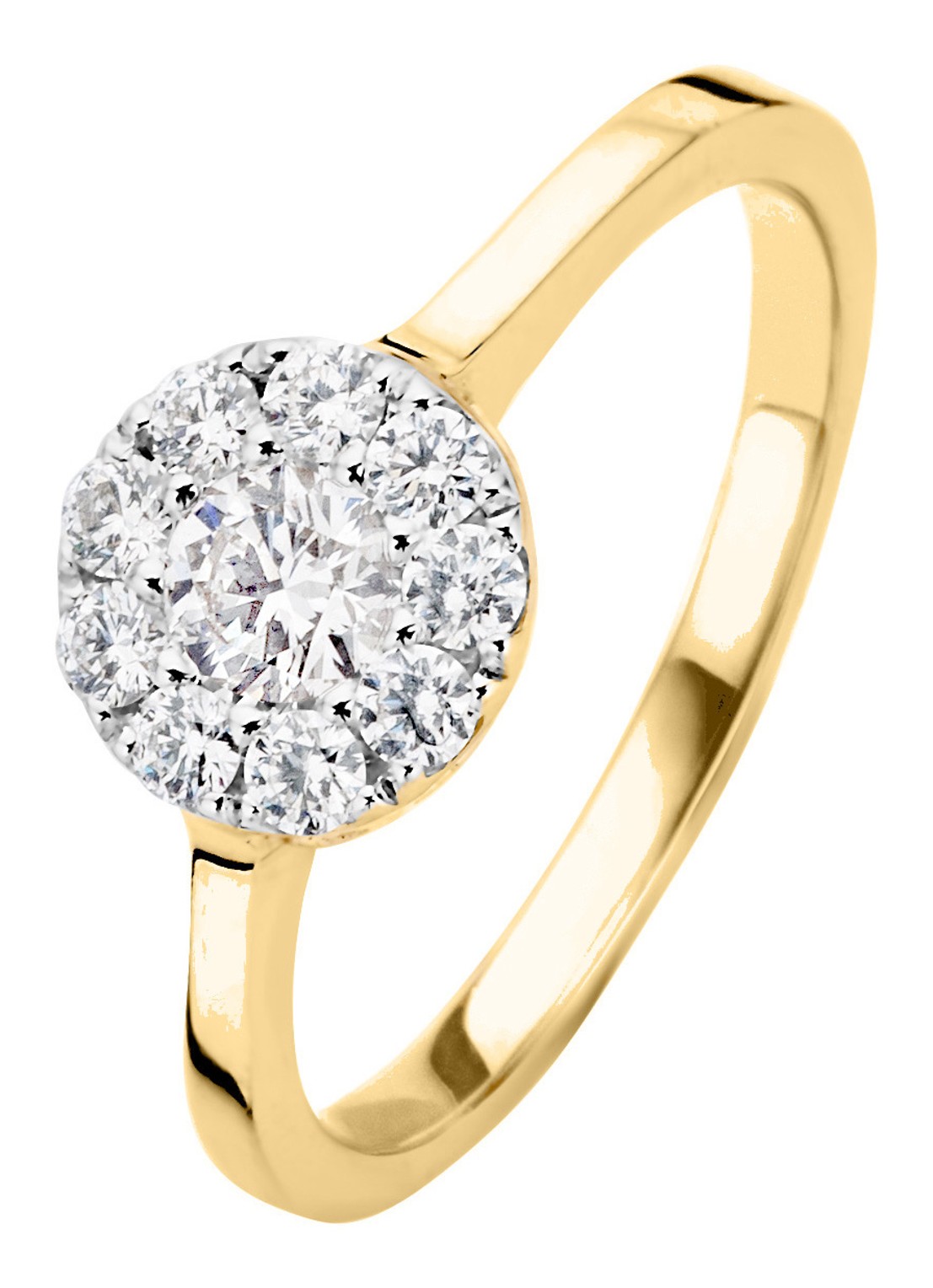 Diamond Point Gouden ring 0.42 ct diamant Hearts & Arrows - voorkant goud