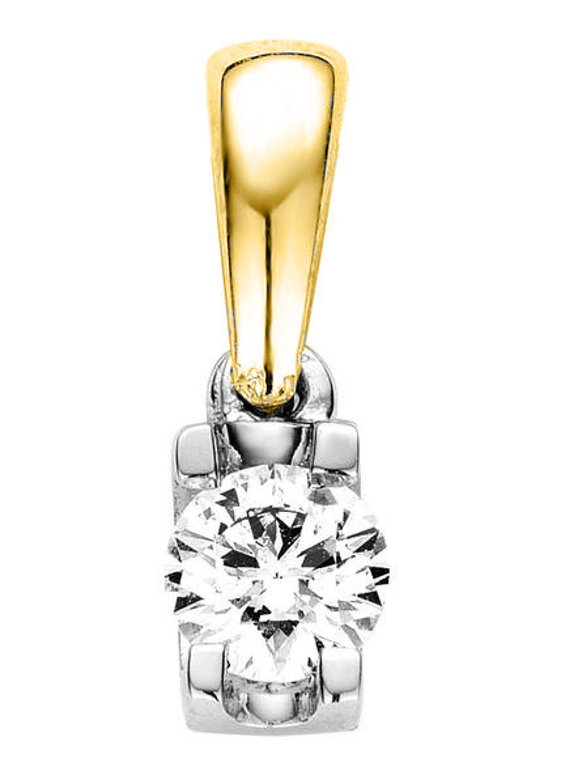 Diamond Point Gouden solitair hanger, 0.08 ct diamant, Groeibriljant - voorkant geelgoud