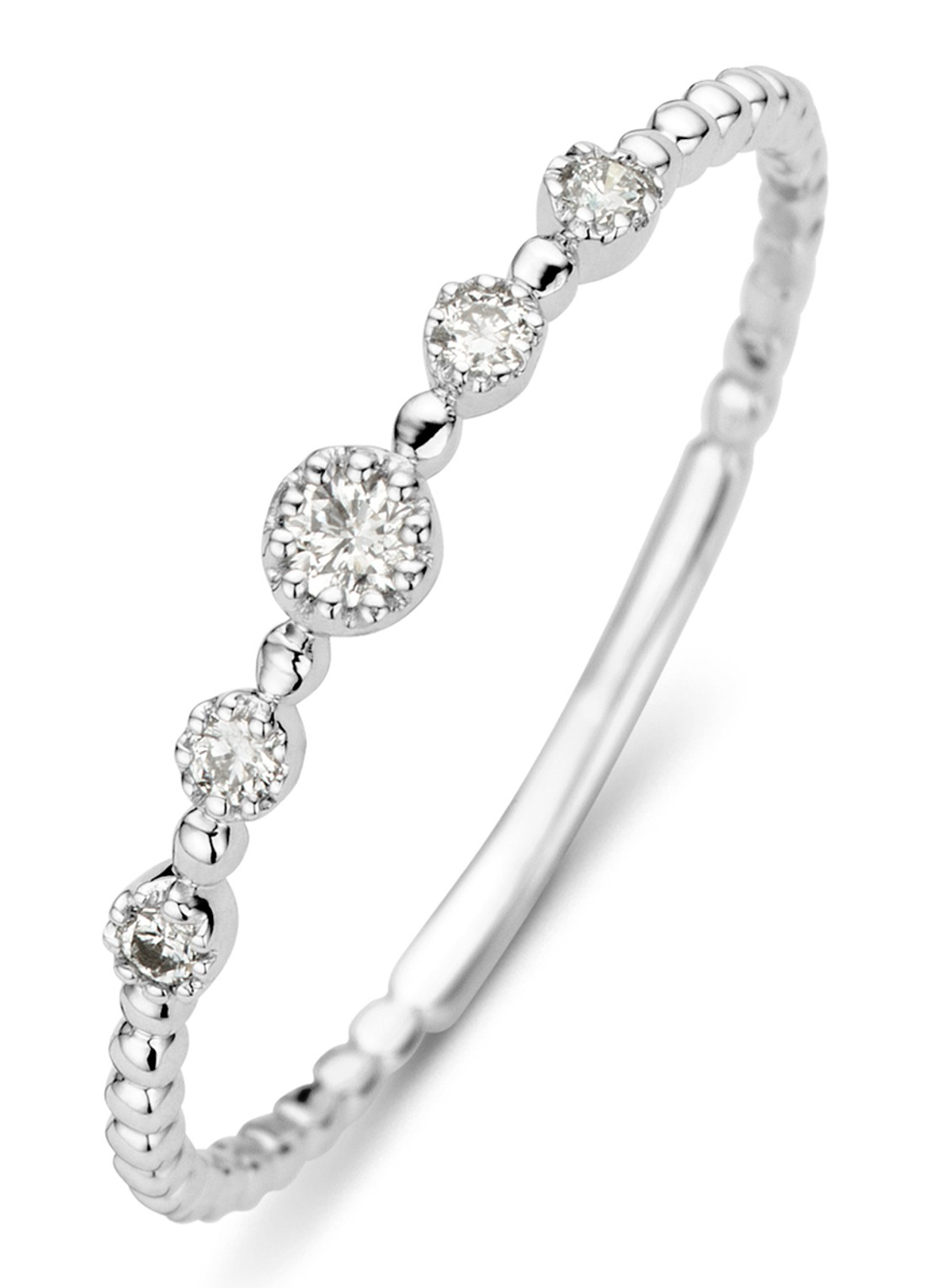 Diamond Point Joy ring van 14 karaat witgoud met 0.09 ct diamant - voorkant witgoud