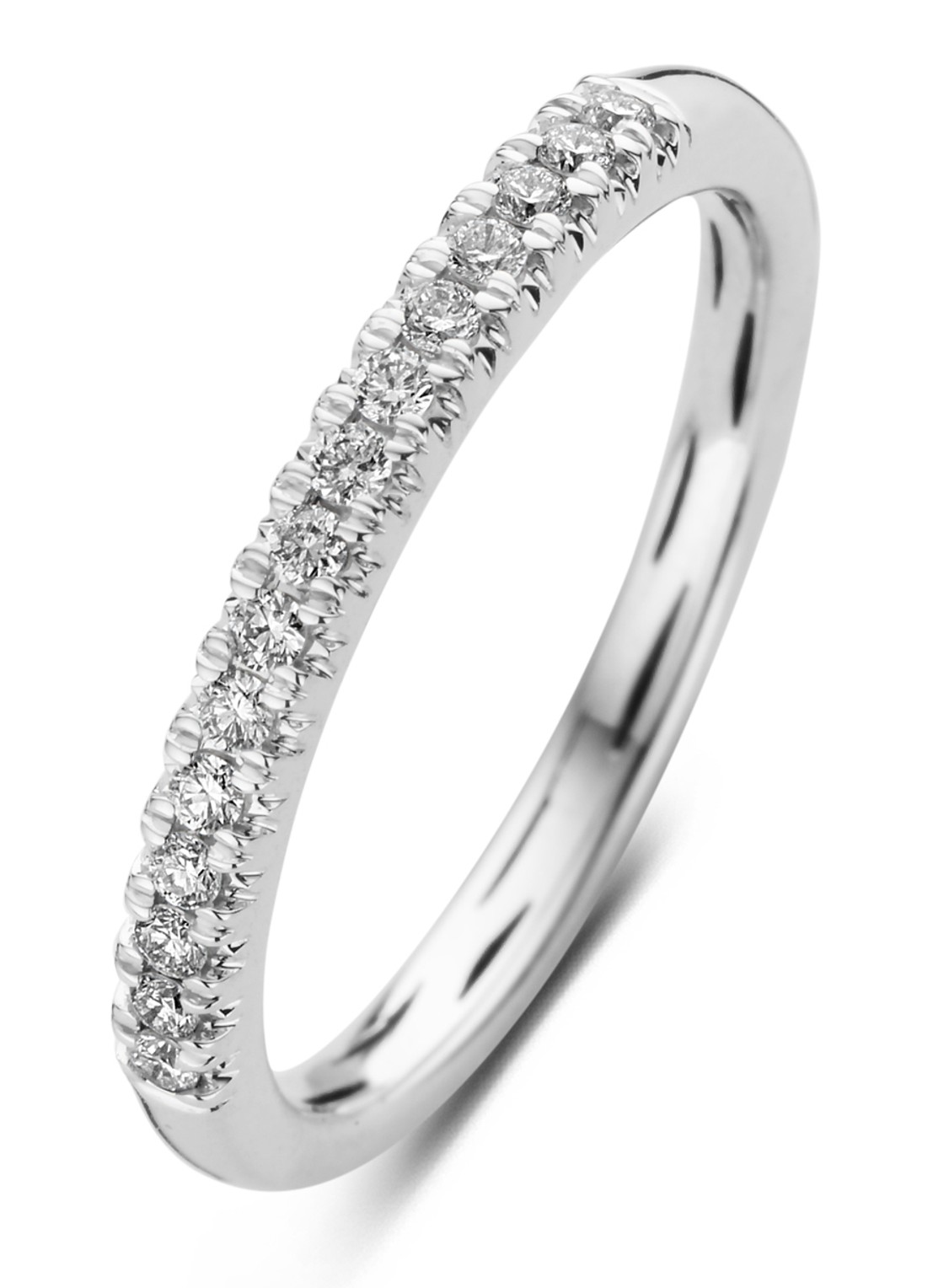 Diamond Point Ring 0.18 ct diamant Ensemble van 14 karaat witgoud - voorkant witgoud