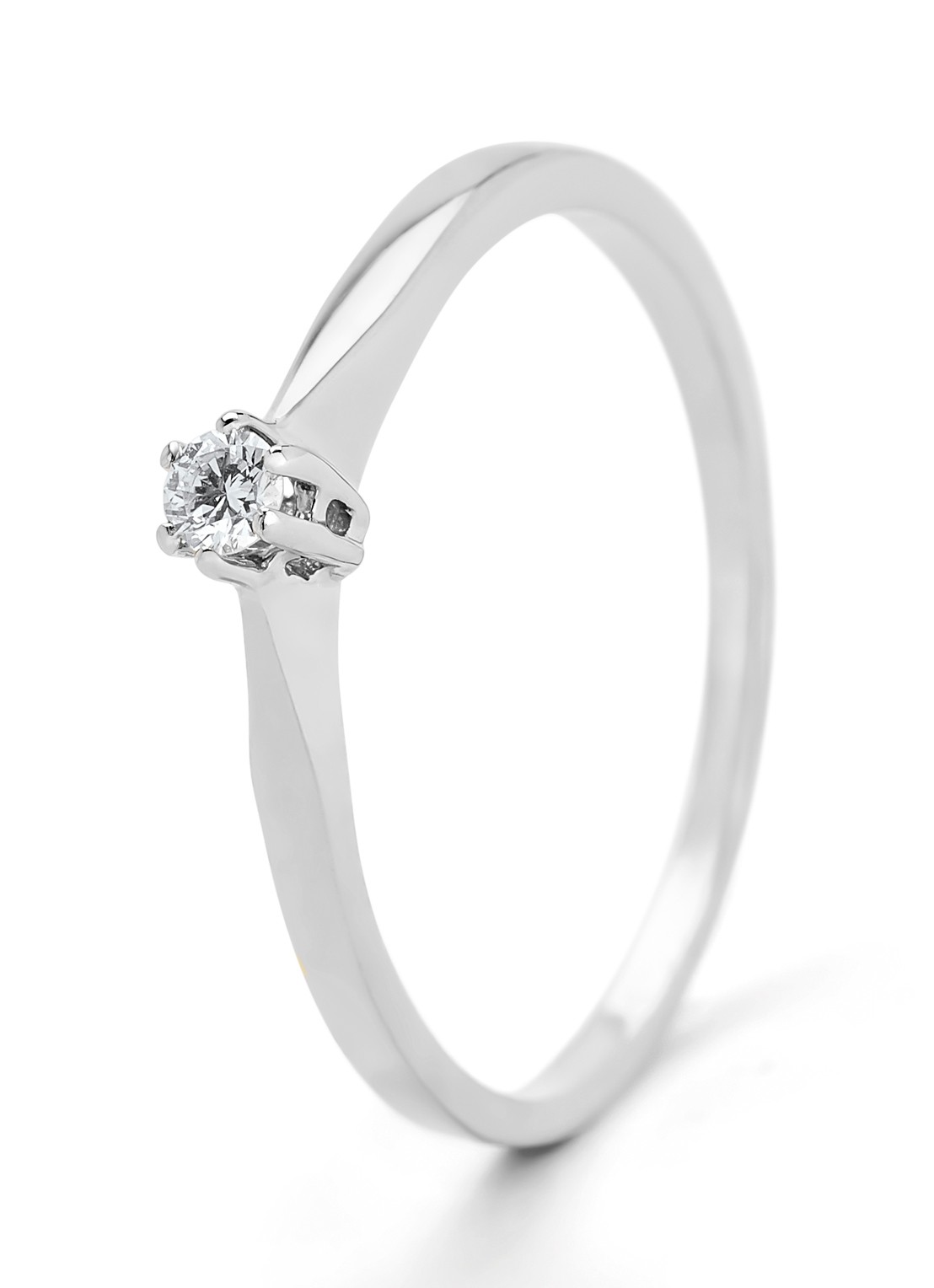 Diamond Point Ring Groeibriljant van 18 karaat witgoud met 0.06 ct. diamant - voorkant witgoud