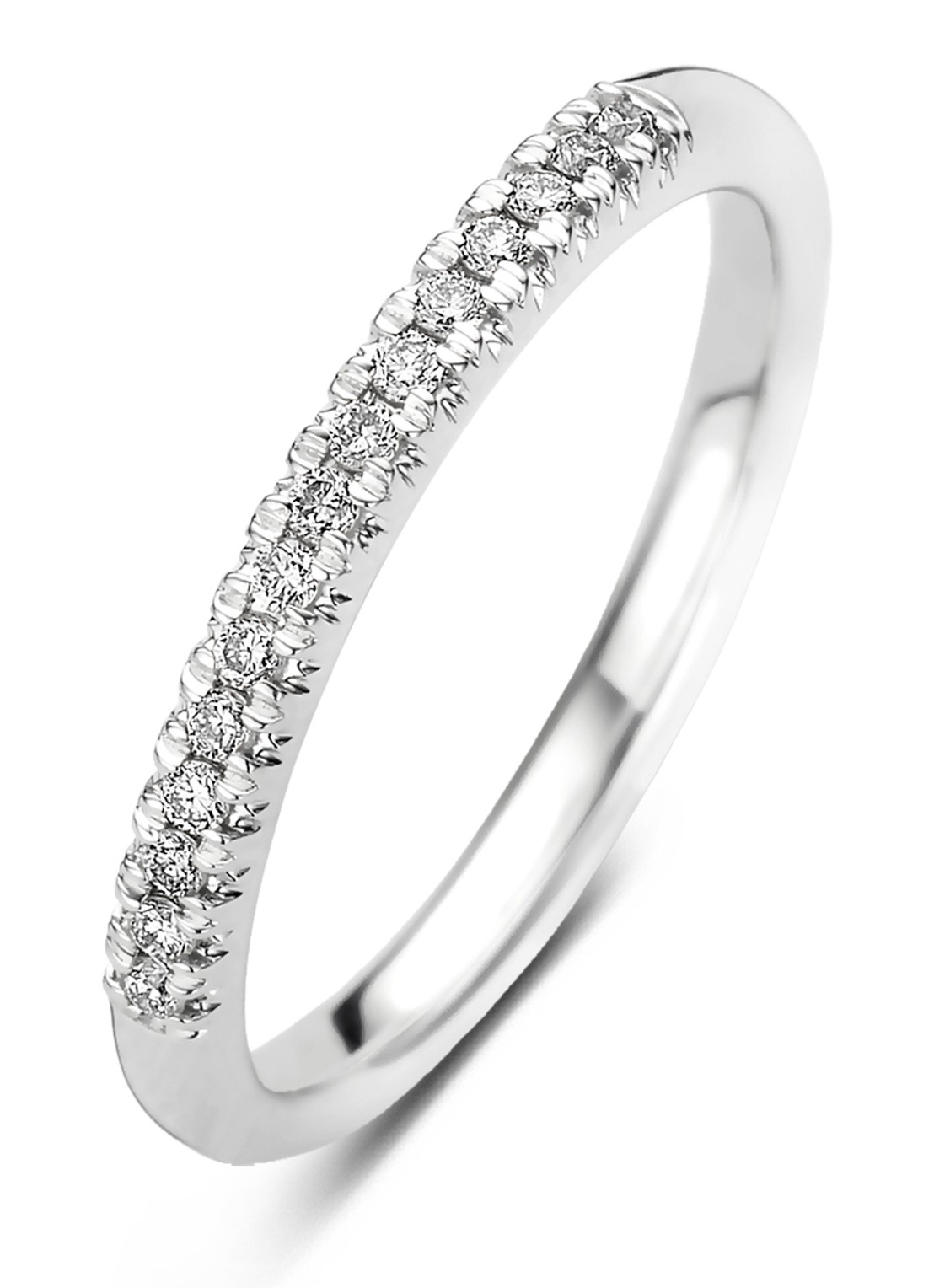 Diamond Point Ring van 14 karaat witgoud met 0.14 ct diamant Ensemble - voorkant witgoud