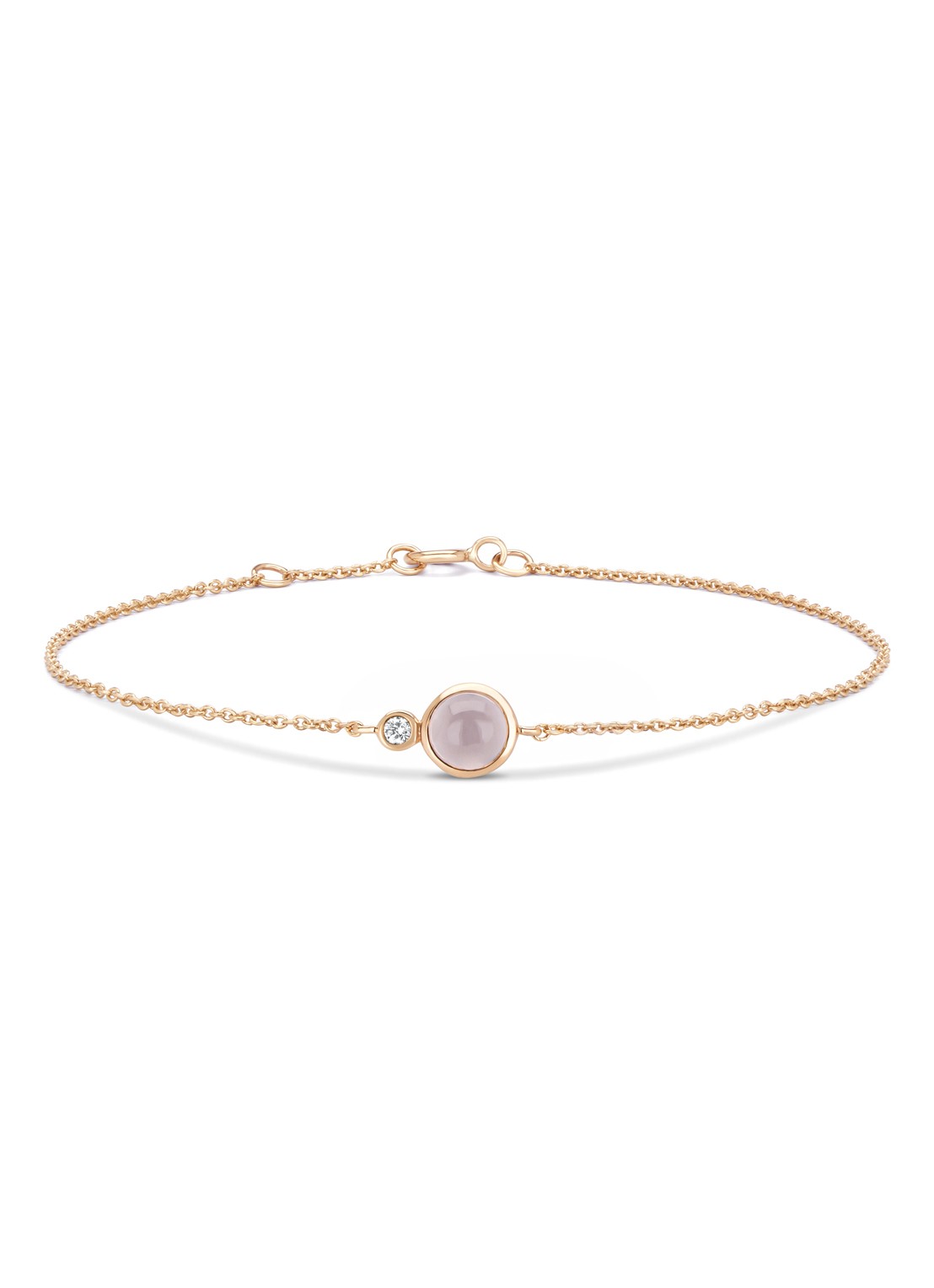 Diamond Point Roségouden armband, 0.69 ct rozenkwarts, Little Drops - voorkant roségoud