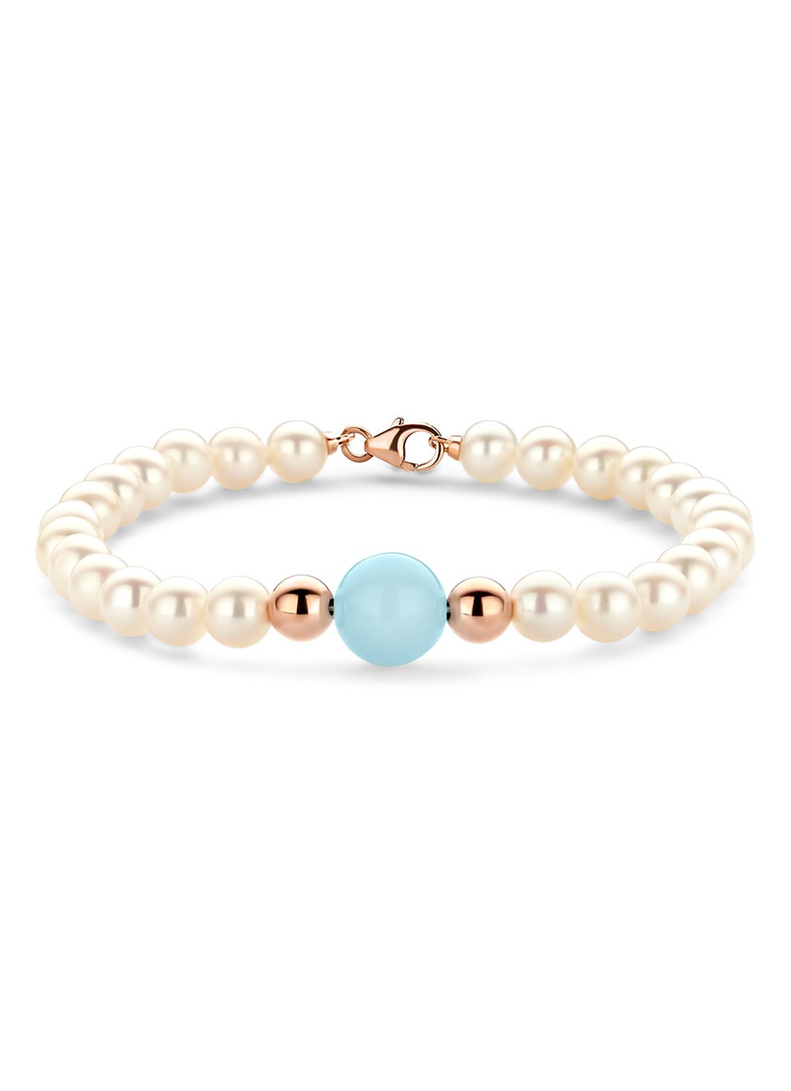 Diamond Point Roségouden armband 9.00 ct aquamarijn Rivièra - voorkant roségoud