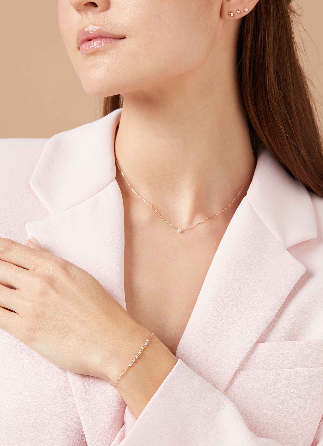 Diamond Point Roségouden oorsieraden Timeless Treasures - detail roségoud