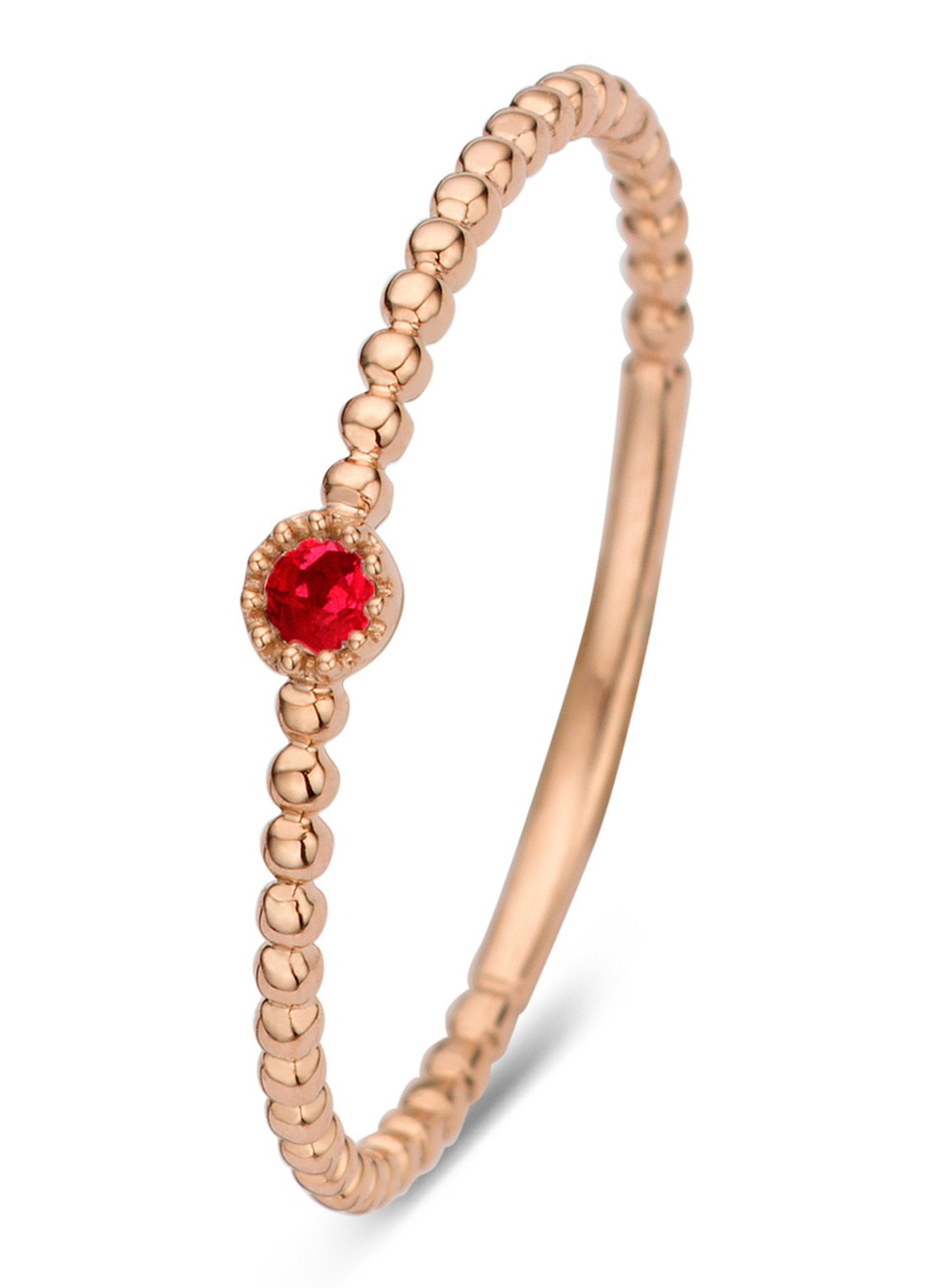 Diamond Point Roségouden ring 0.04 ct robijn Joy - voorkant 2 roségoud