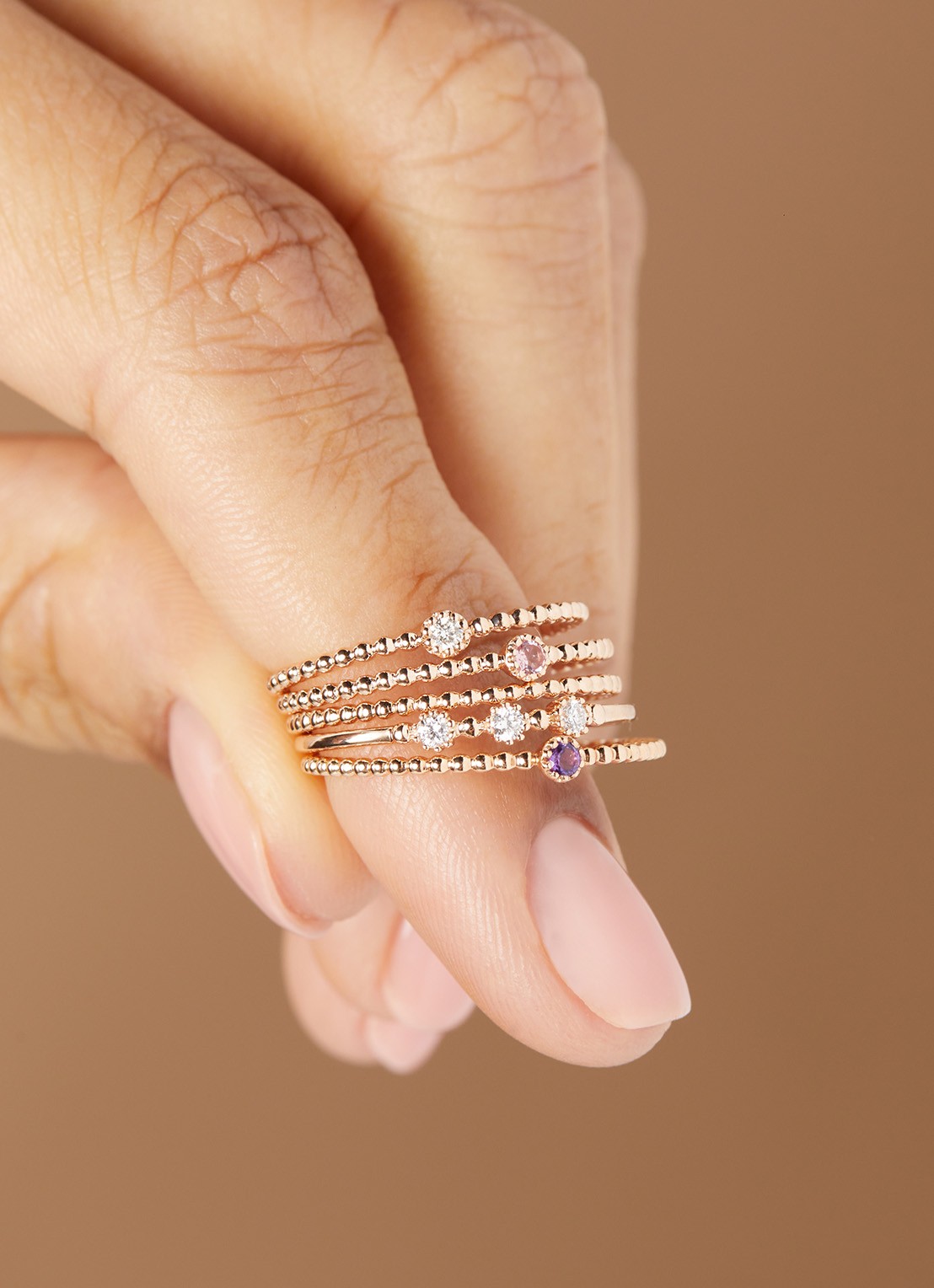 Diamond Point Roségouden ring 0.04 ct toermalijn Joy - voorkant 2 roségoud