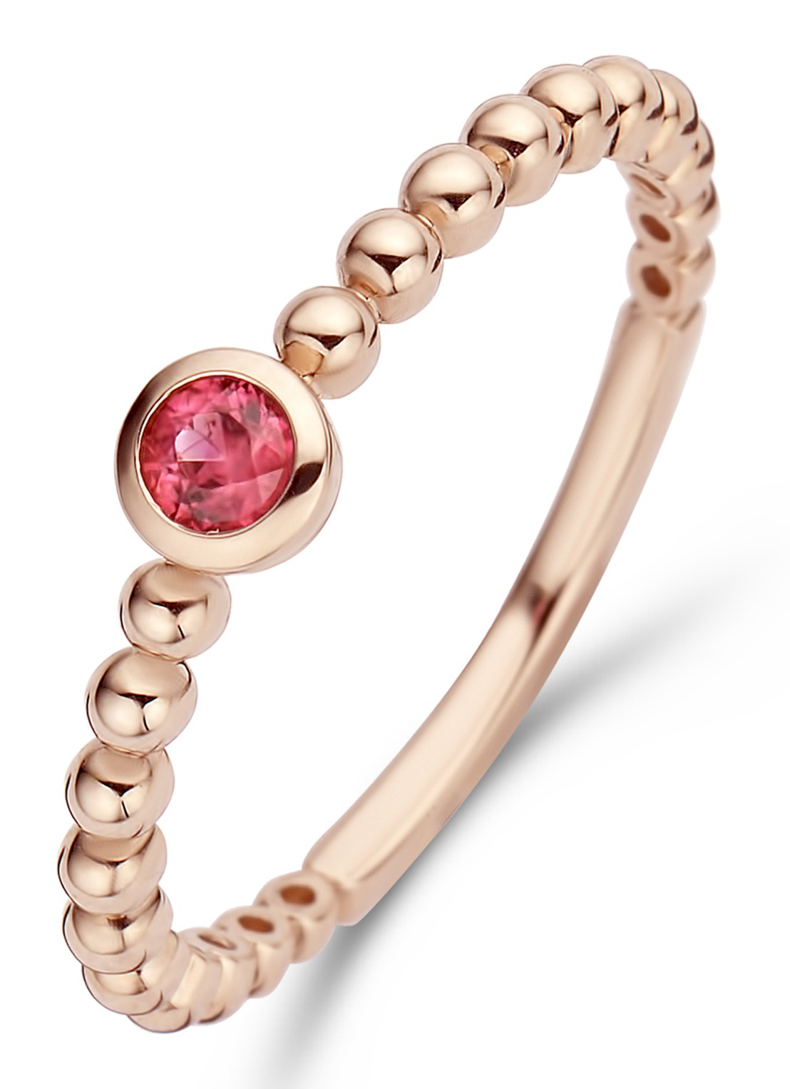 Diamond Point Roségouden ring 0.13 ct robijn ( behandeld) Ensemble - voorkant roségoud