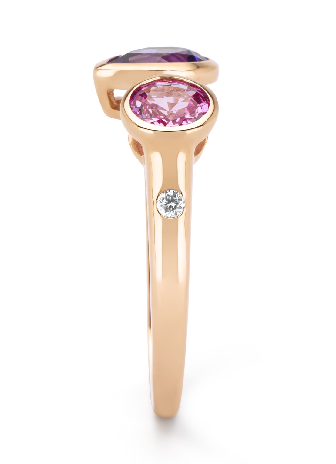 Diamond Point Roségouden ring, 0.70 ct paarse amethist, Little Drops - detail 4 roségoud