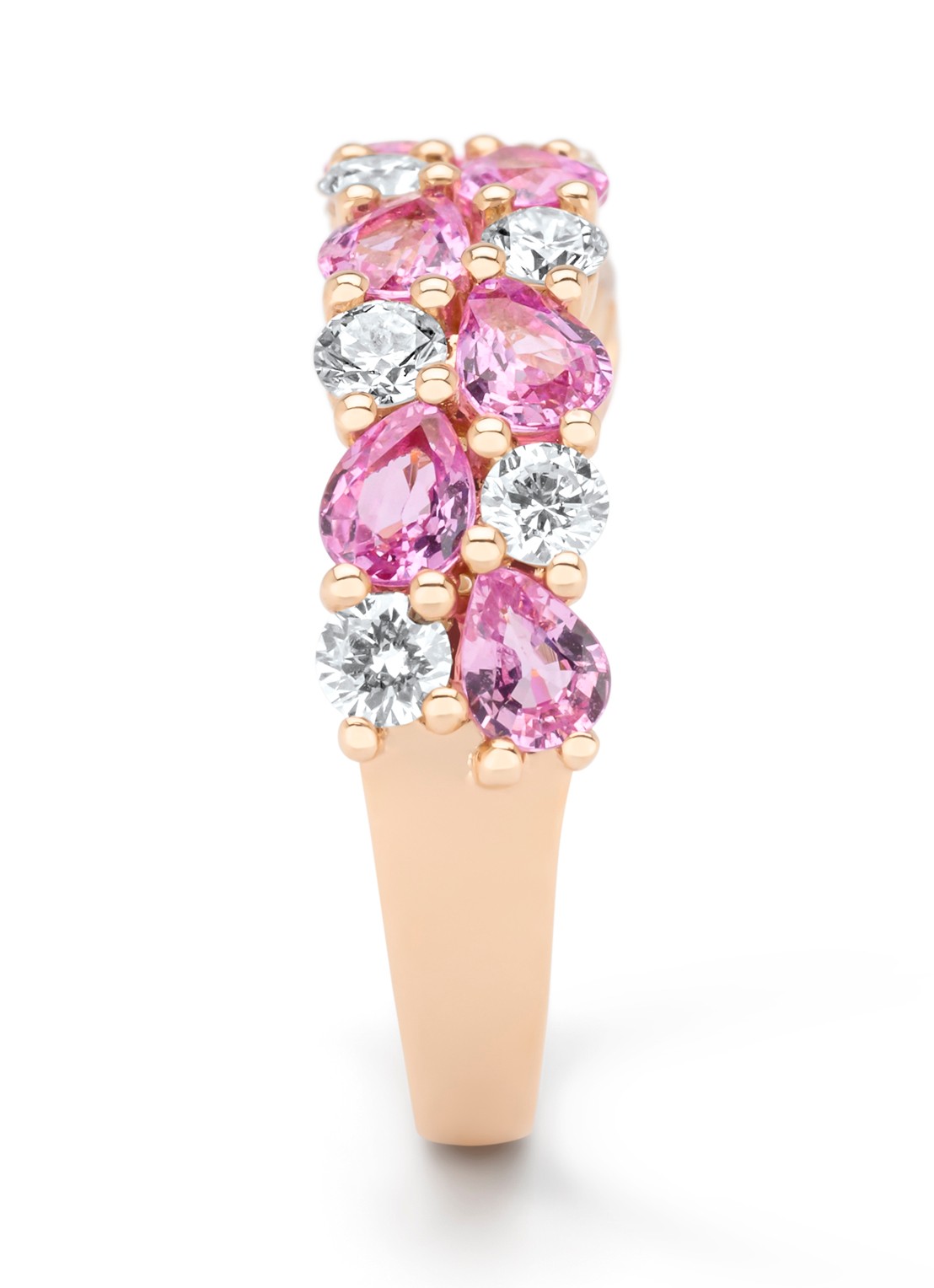 Diamond Point Roségouden ring, 1.65 ct roze saffier, Eden - detail roségoud