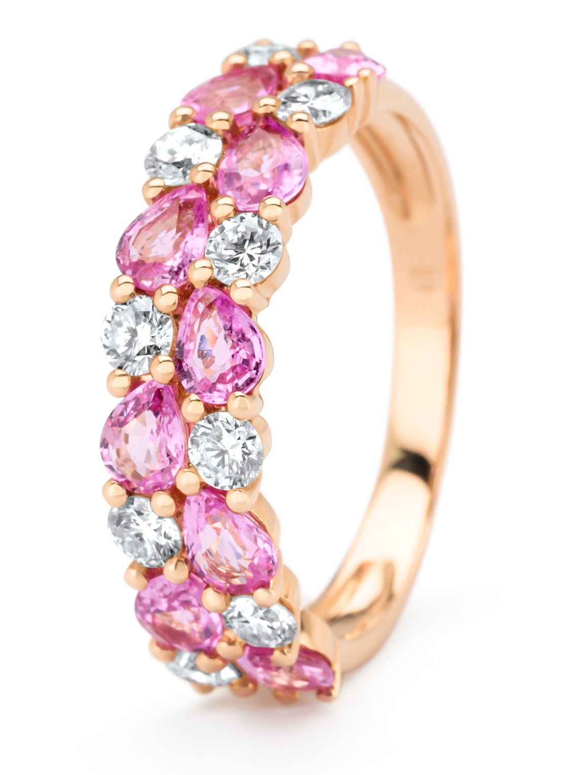 Diamond Point Roségouden ring, 1.65 ct roze saffier, Eden - voorkant 4 roségoud