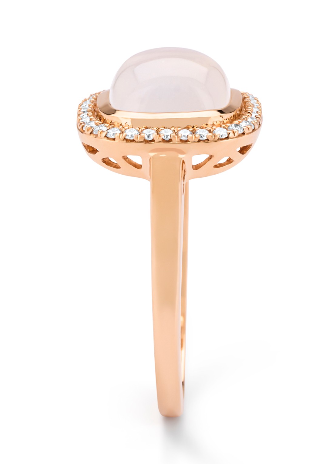 Diamond Point Roségouden ring, 2.32 ct maansteen, Little Drops - detail roségoud