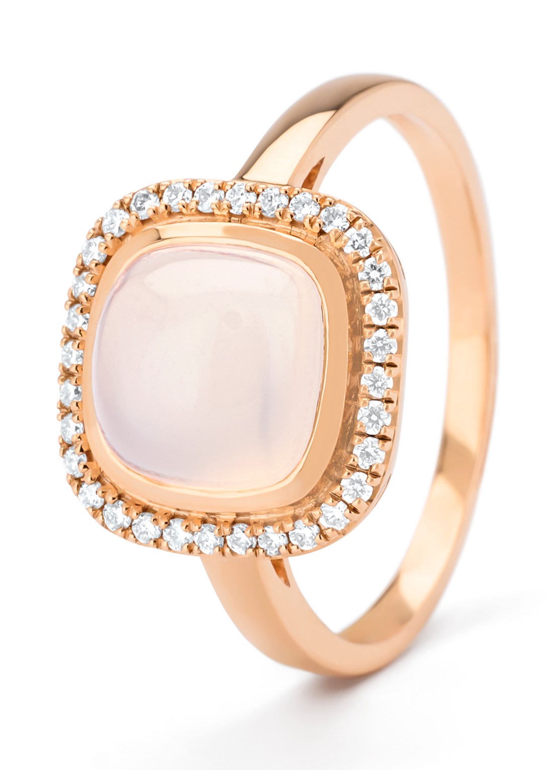 Diamond Point Roségouden ring, 2.32 ct maansteen, Little Drops - voorkant 3 roségoud