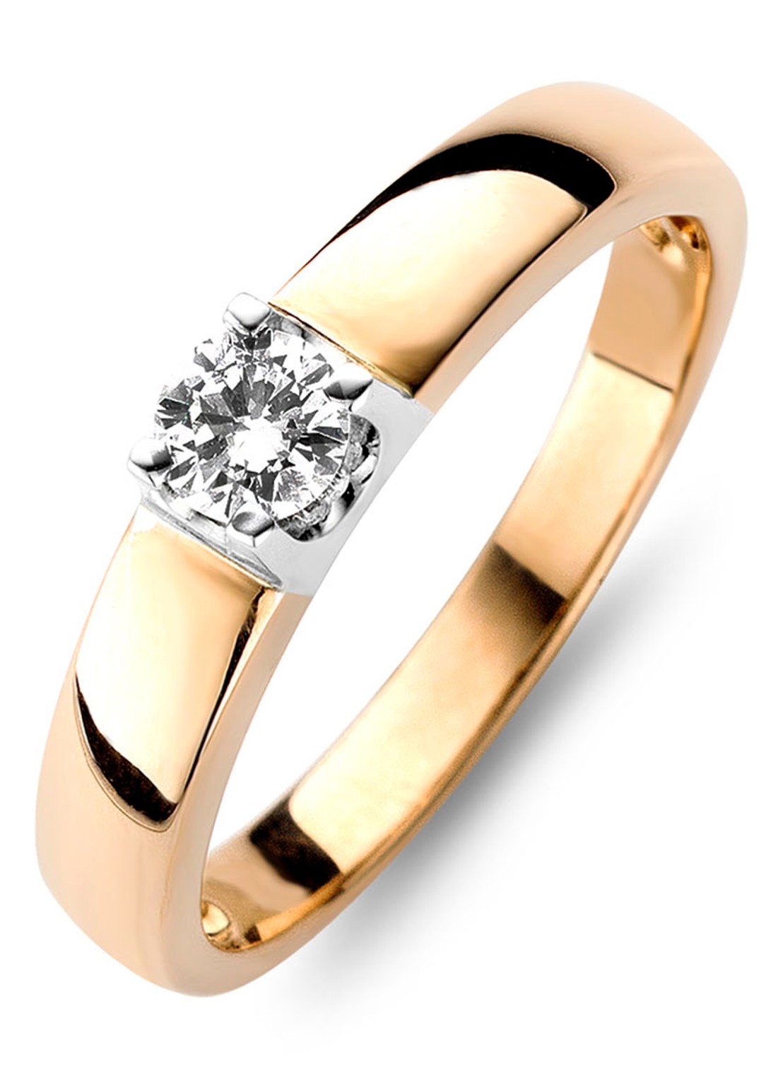 Diamond Point Roségouden solitair groeibriljant ring, 0.11 ct. 0.11 ct diamant Groeibriljant - voorkant 4 roségoud