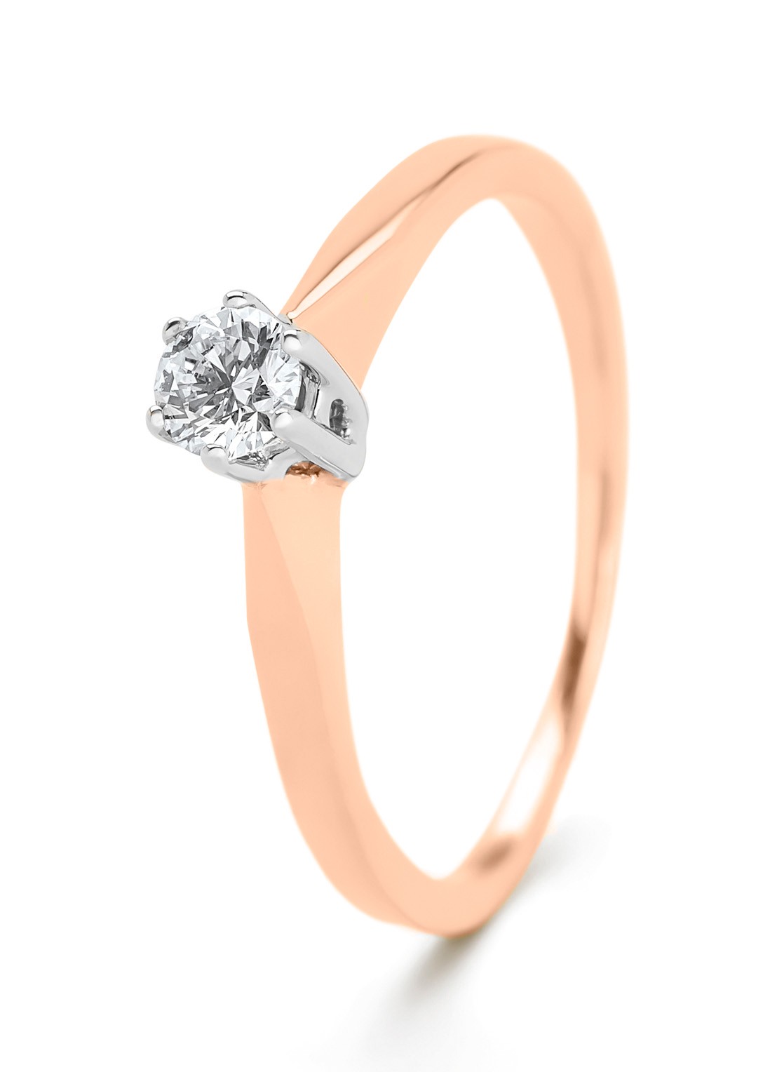Diamond Point Roségouden solitair groeibriljant ring, 0.17 ct. 0.17 ct diamant Groeibriljant - voorkant roségoud