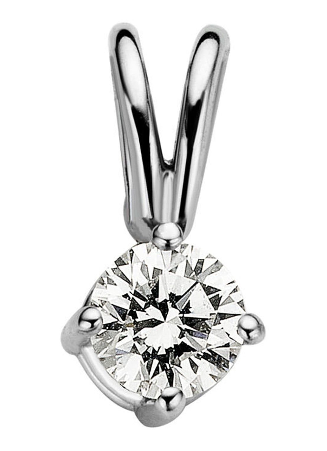 Diamond Point Solitair groeibriljant hanger van 18 karaat witgoud, 0.12 ct. 0.12 ct diamant  - voorkant witgoud