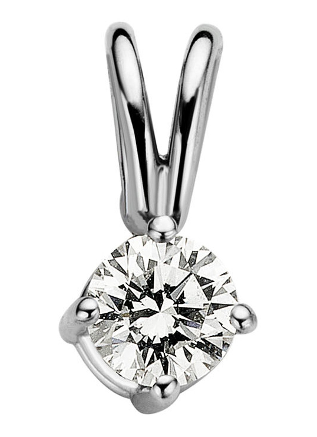 Diamond Point Solitair groeibriljant hanger van 18 karaat witgoud, 0.14 ct. 0.14 ct diamant  - voorkant witgoud