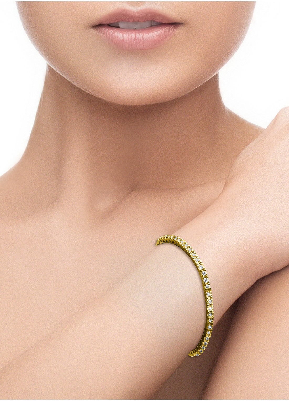 Diamond Point Tennisarmband, 3.00 ct - detail geelgoud