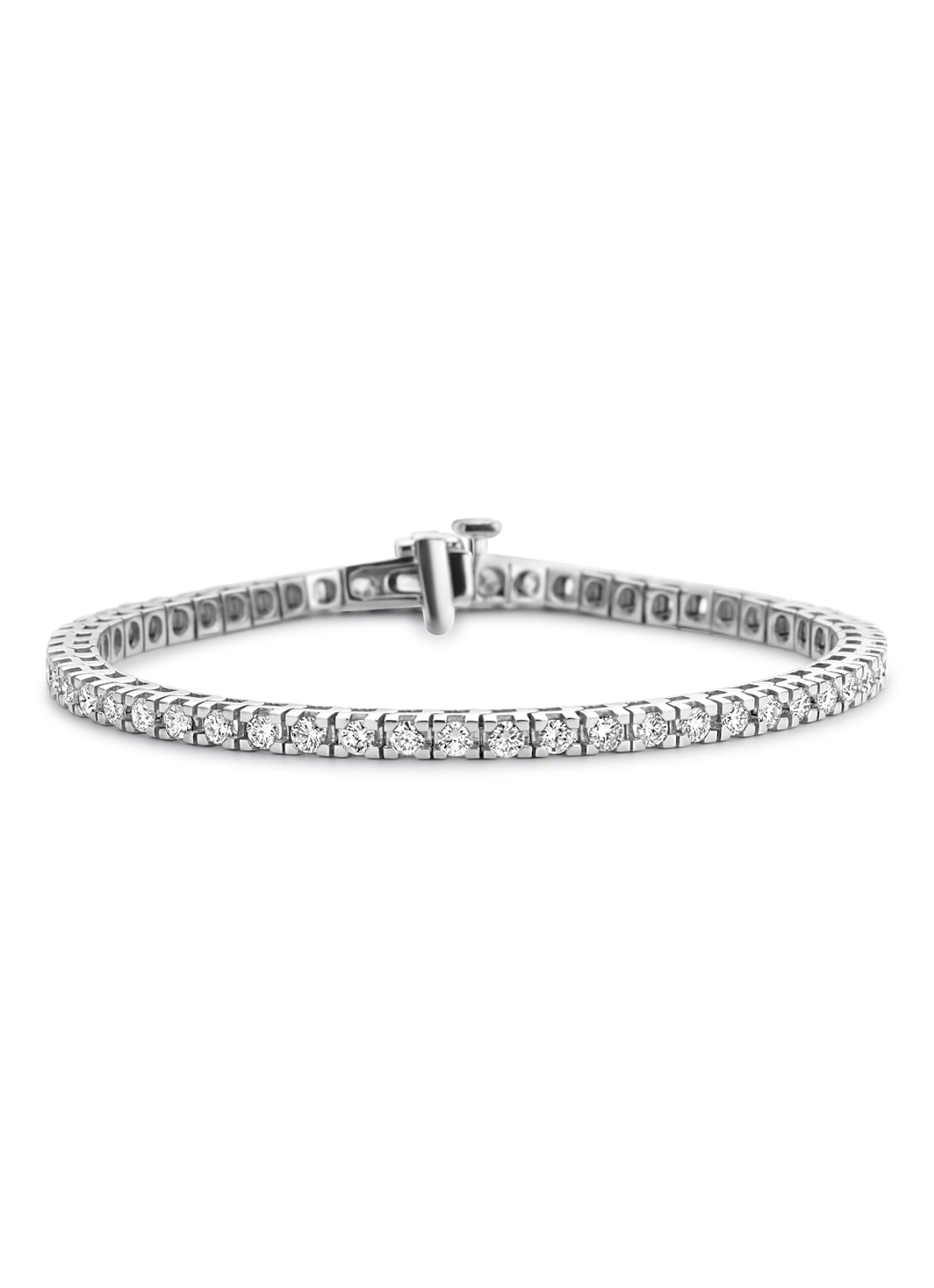 Diamond Point Tennisarmband van 14 karaat witgoud, 3.00 ct diamant - voorkant witgoud