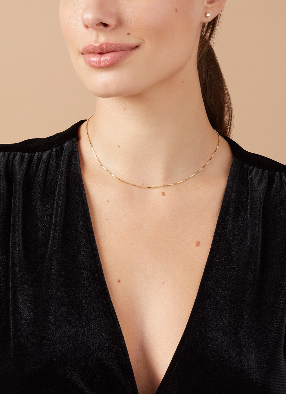 Diamond Point Timeless treasures geelgouden collier (42cm) - voorkant 3 geelgoud
