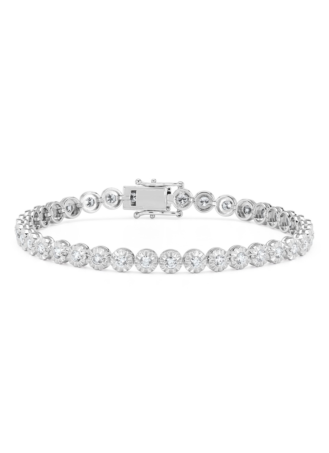 Diamond Point Witgouden armband, 1.90 ct diamant, Tennis bracelet - voorkant witgoud