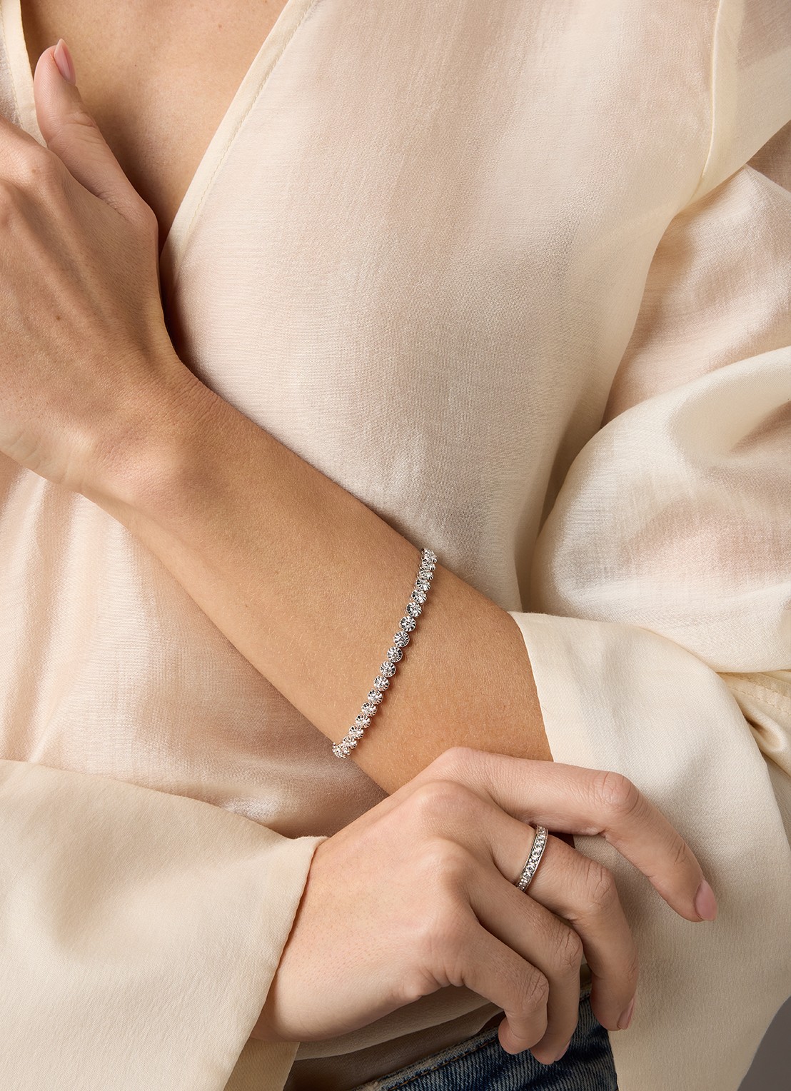 Diamond Point Witgouden armband, 1.90 ct diamant, Tennis bracelet - voorkant 2 witgoud