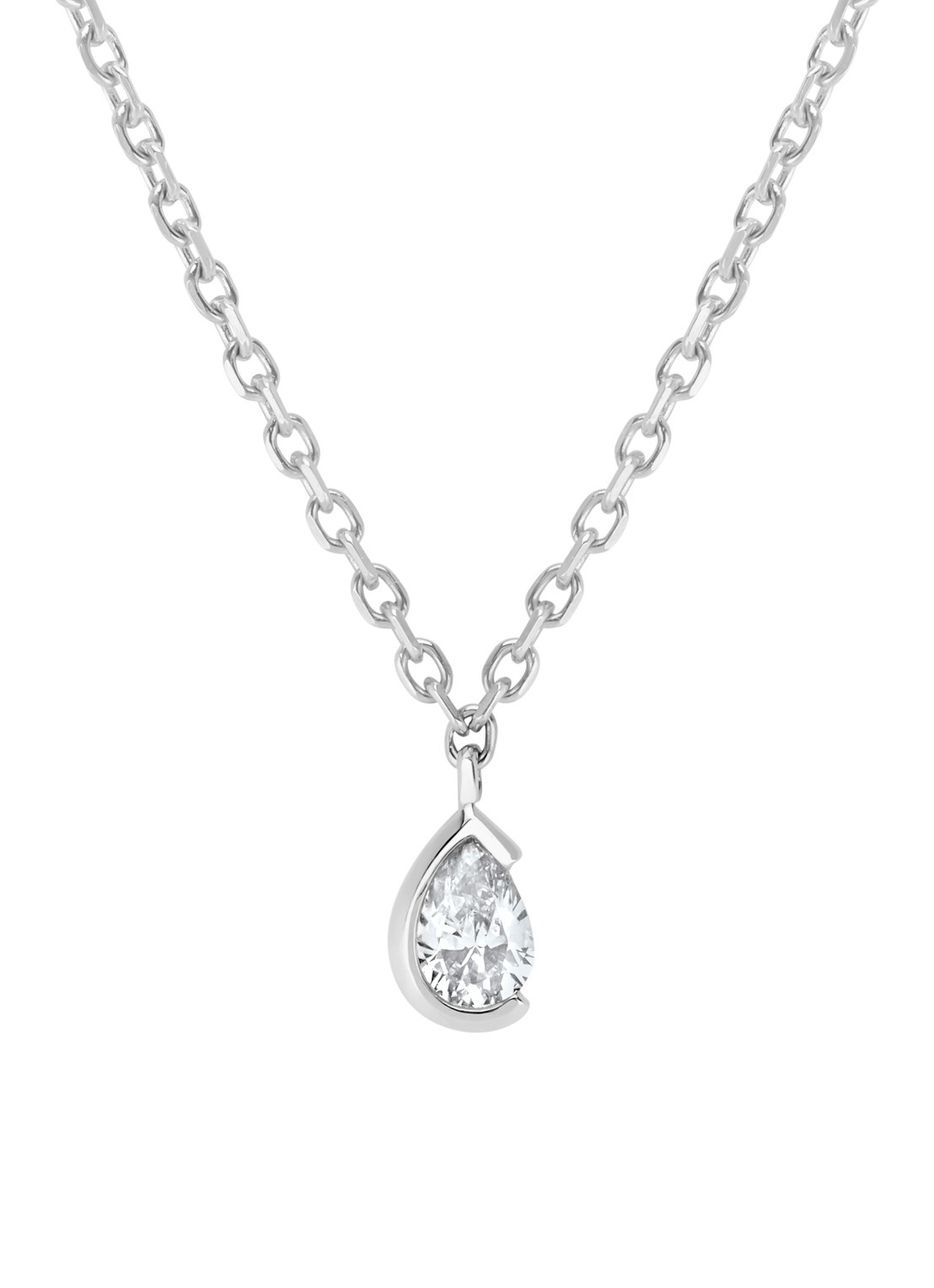 Diamond Point Witgouden collier, 0.09 ct diamant, Starlight - voorkant witgoud
