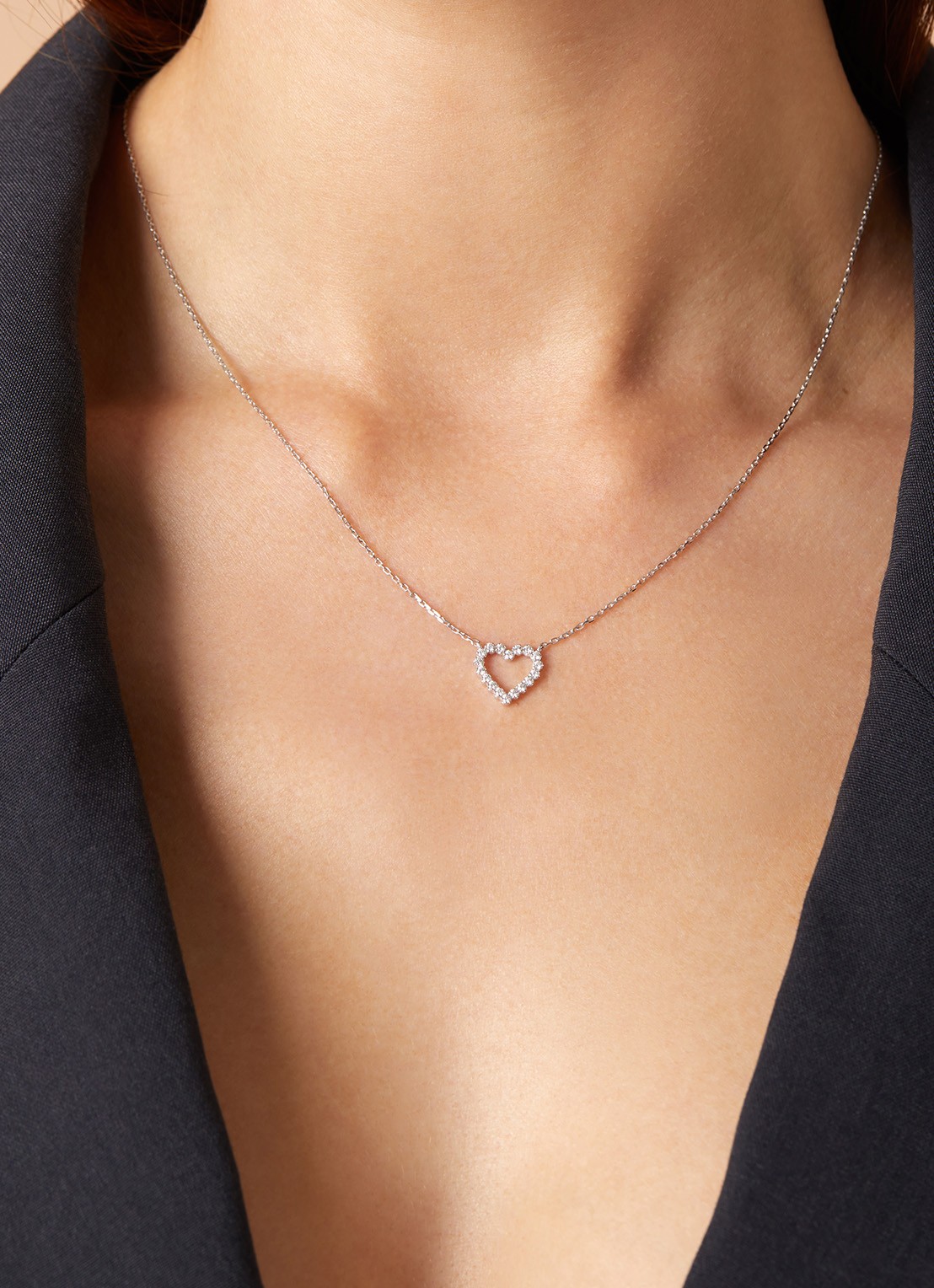 Diamond Point Witgouden collier 0.25 ct diamant Hearts & Arrows - detail 3 witgoud
