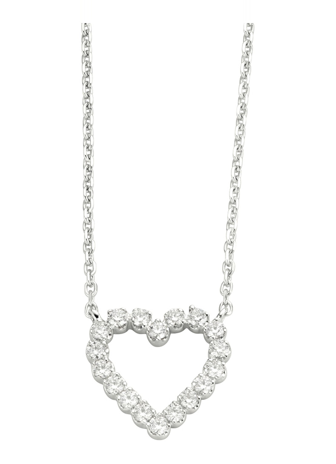 Diamond Point Witgouden collier 0.25 ct diamant Hearts & Arrows - voorkant witgoud