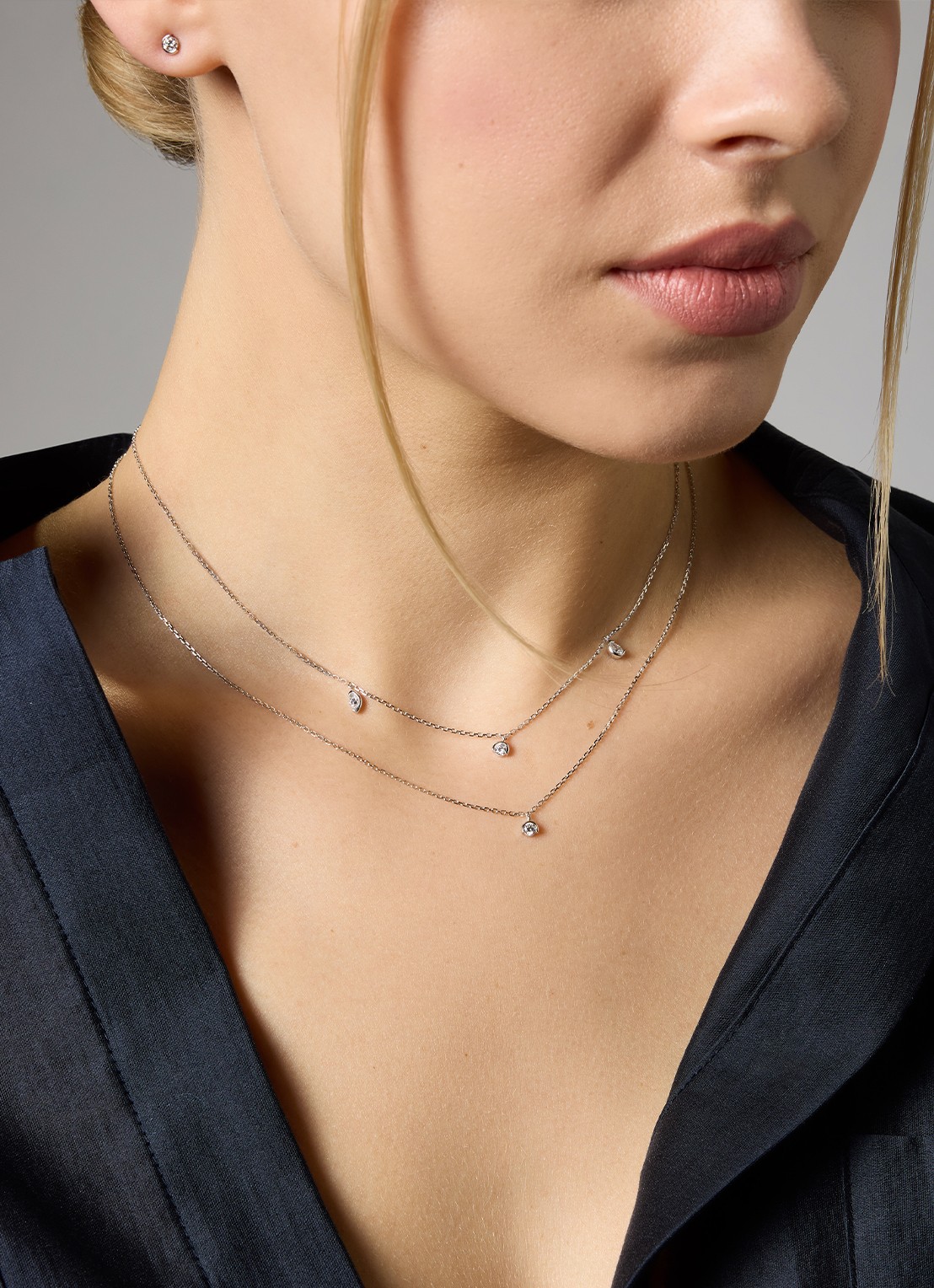 Diamond Point Witgouden collier, 0.25 ct diamant, Starlight - voorkant 2 witgoud