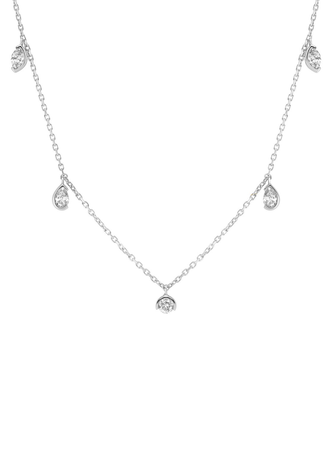 Diamond Point Witgouden collier, 0.42 ct diamant, Starlight - voorkant witgoud