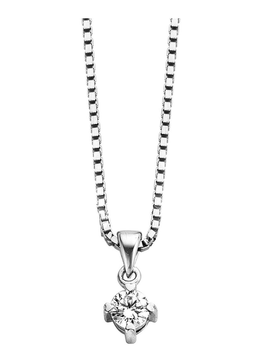 Diamond Point Witgouden hanger, 0.16 ct diamant, Hearts & Arrows - voorkant 2 witgoud