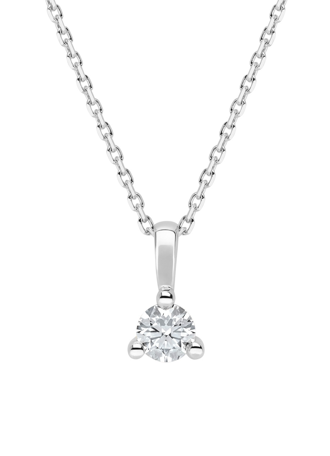 Diamond Point Witgouden hanger, 0.20 ct diamant,  Hearts & Arrows - voorkant witgoud