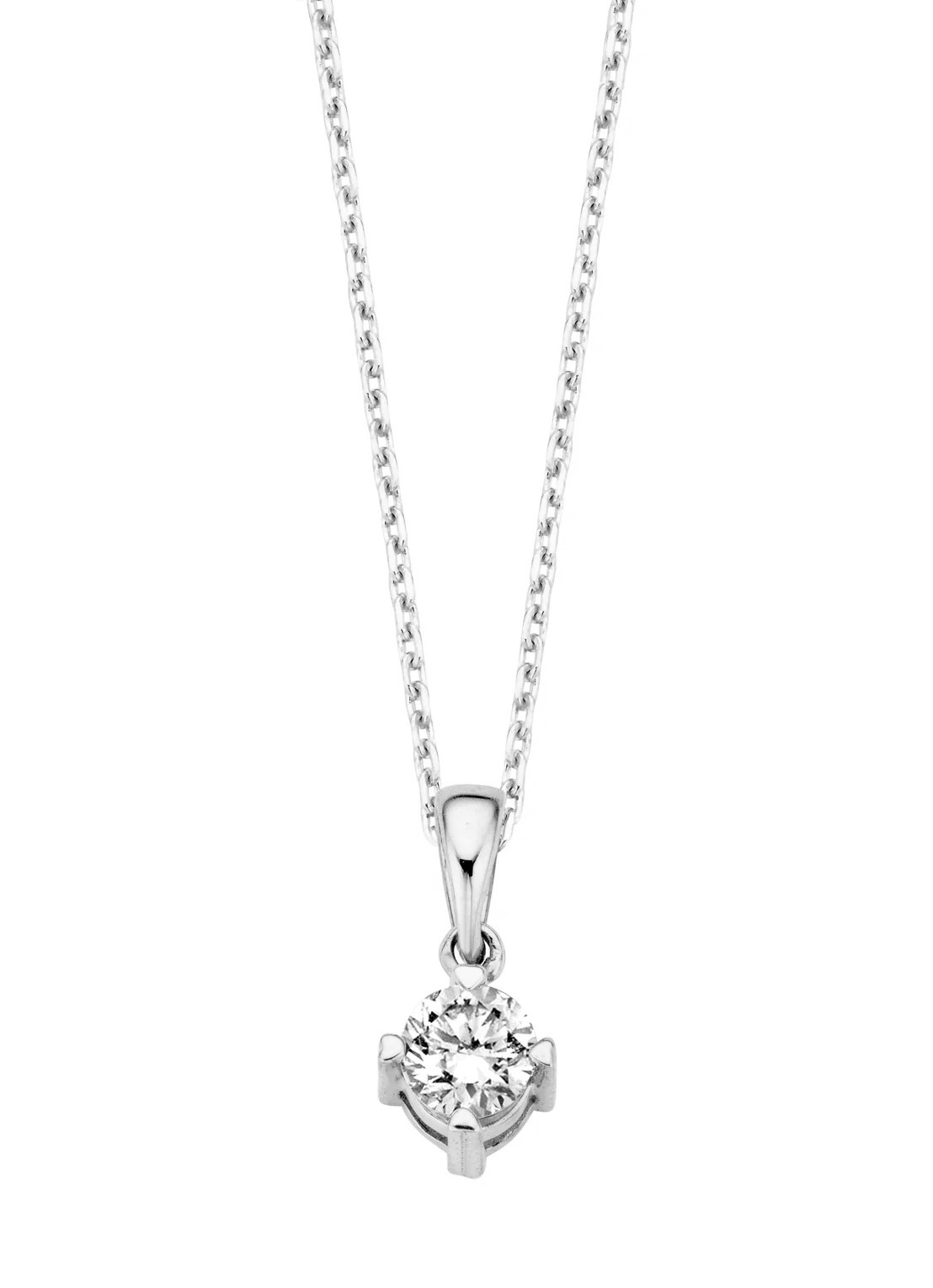 Diamond Point Witgouden hanger, 0.25 ct diamant, Hearts & Arrows - voorkant witgoud