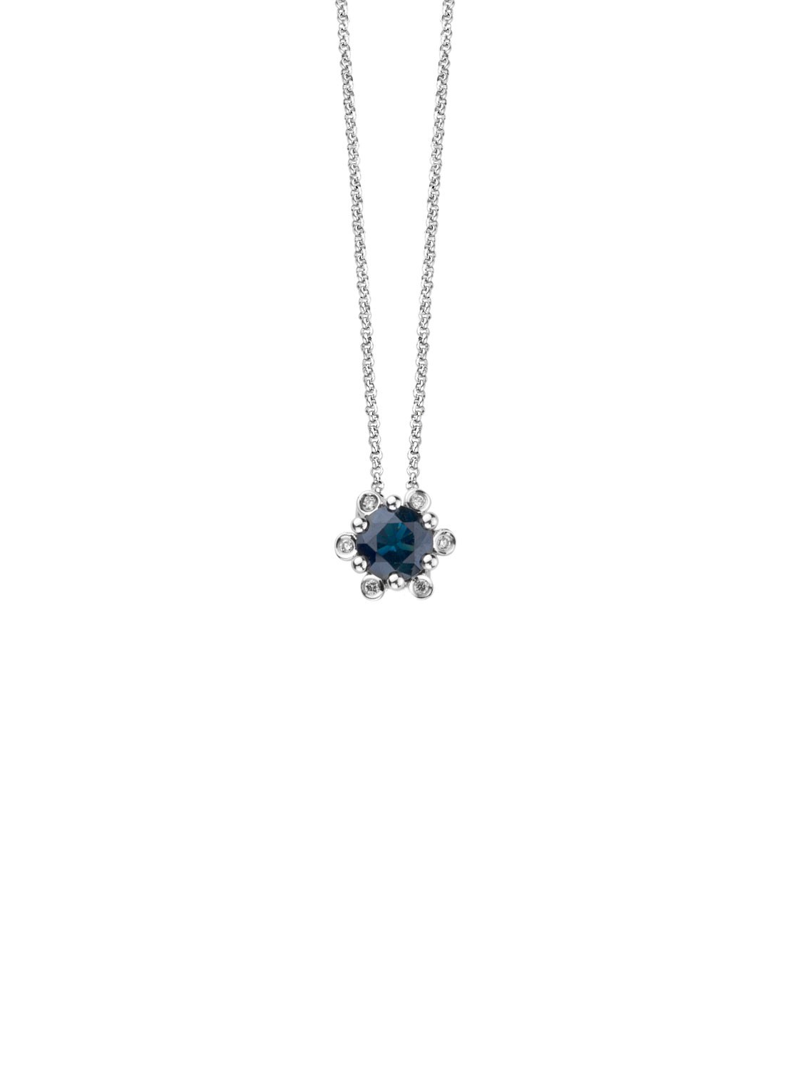 Diamond Point Witgouden hanger 0.47 ct blauwe saffier Empress - voorkant witgoud