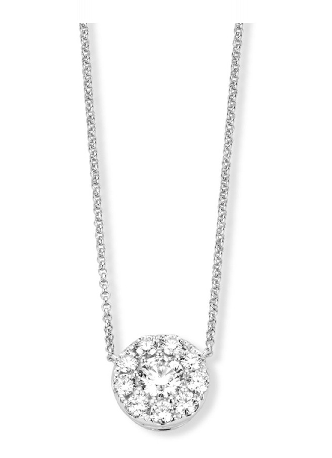 Diamond Point Witgouden hanger 0.65 ct diamant Hearts & Arrows - voorkant witgoud