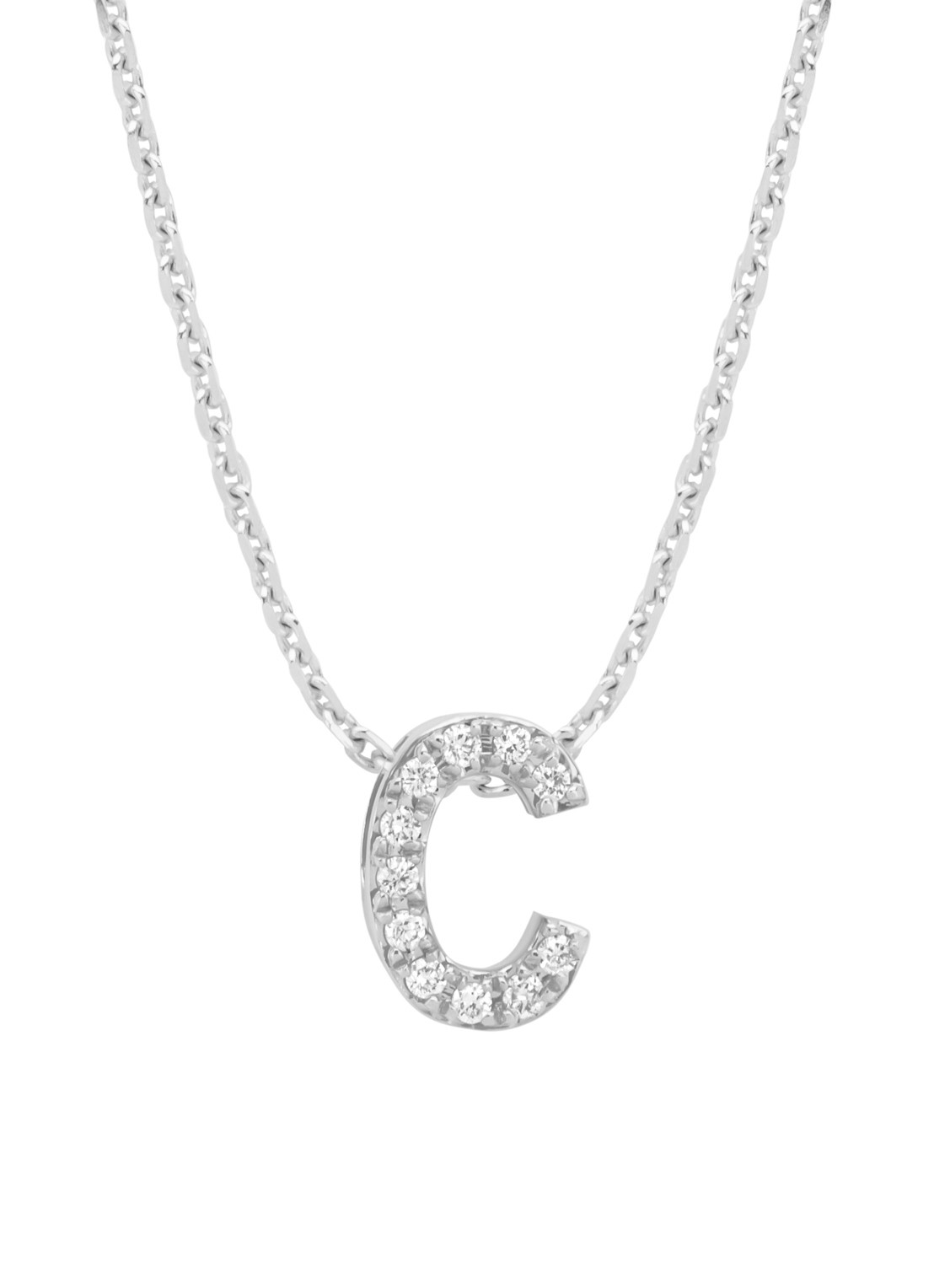 Diamond Point Witgouden hanger C, 0.04 ct diamant, Alphabet - voorkant 2 witgoud
